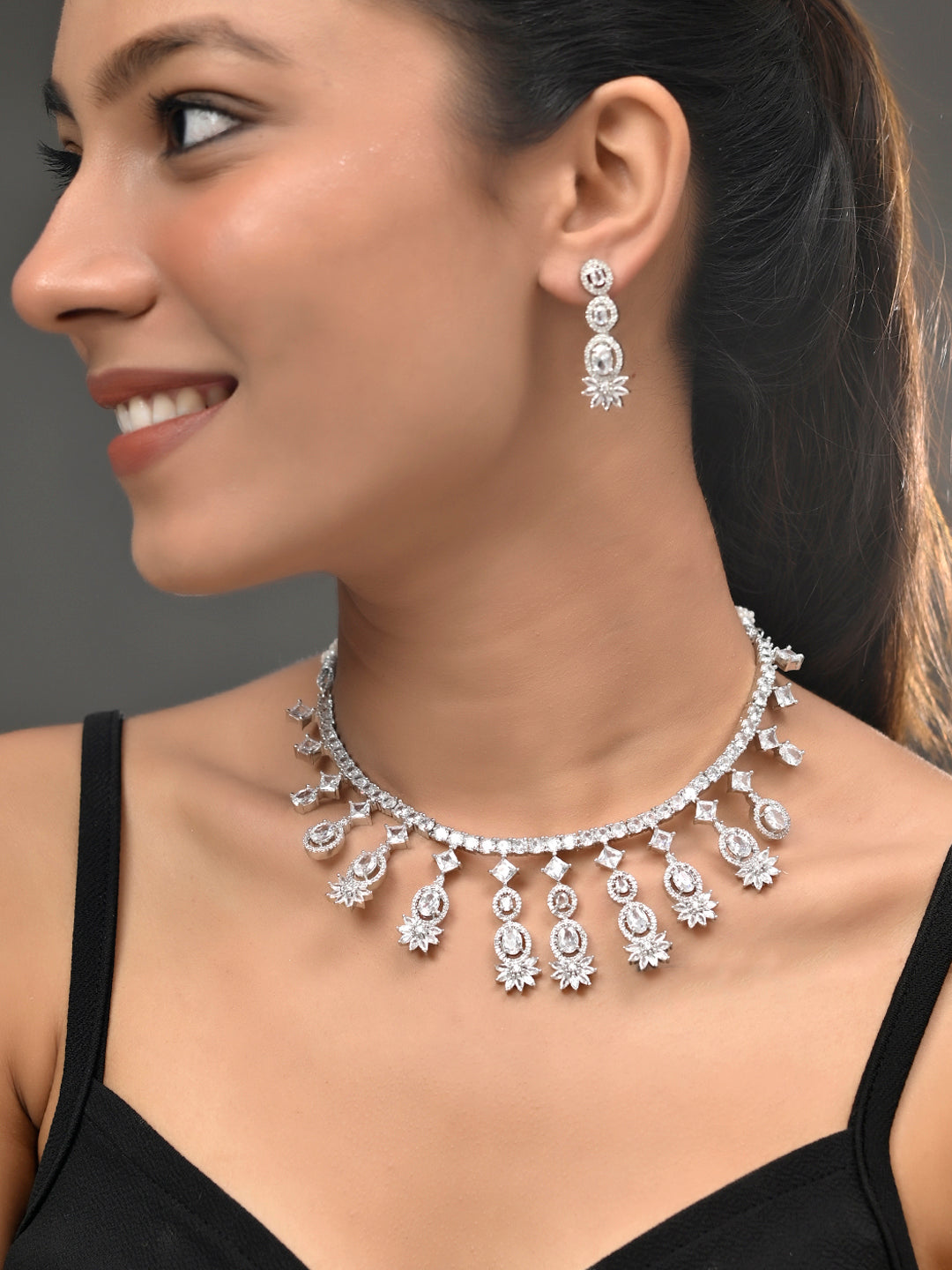 Buy Radiant Elegance Diamond Necklace and Earring Set On