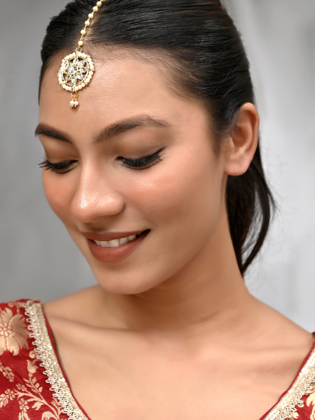 Gold Plated Kundan Maang Tikka for Women
