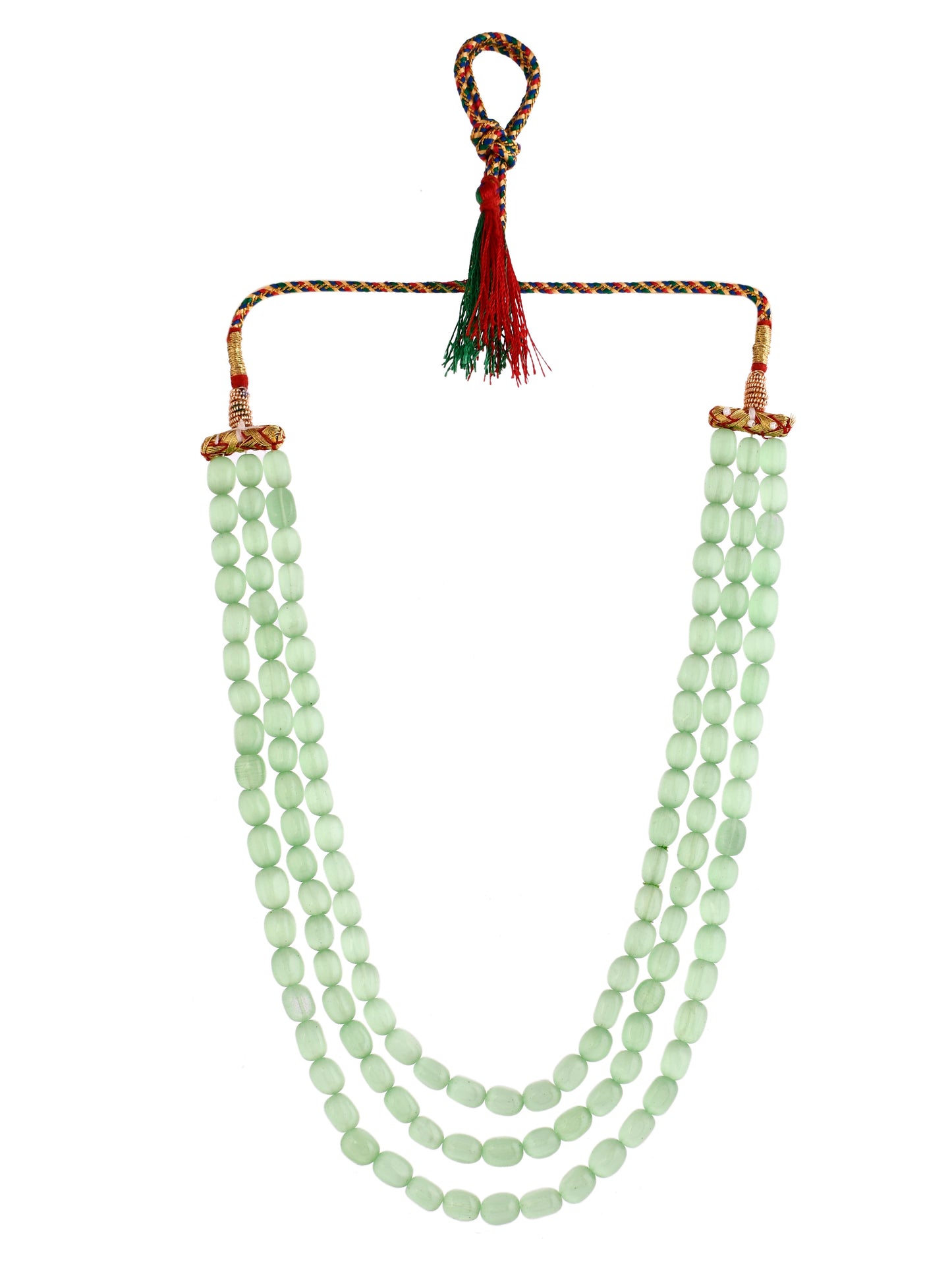 Three Layered Green Bead Necklace For Women & Girls