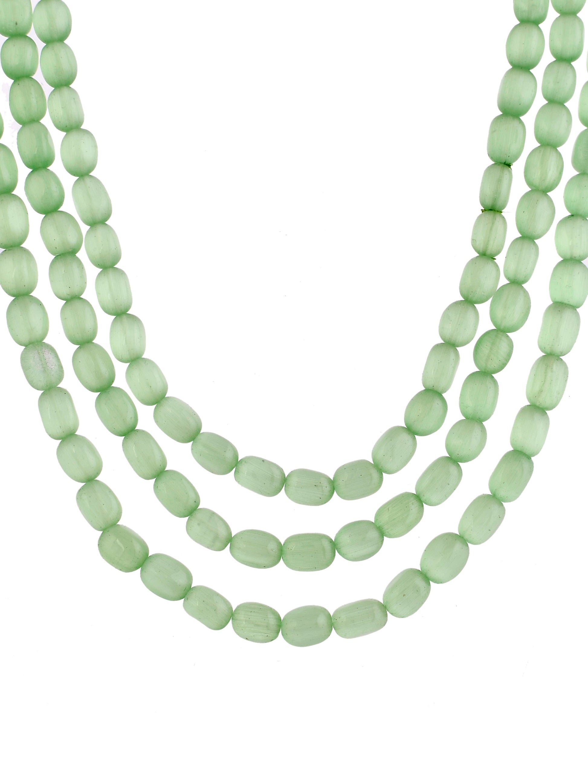 Three Layered Green Bead Necklace For Women & Girls