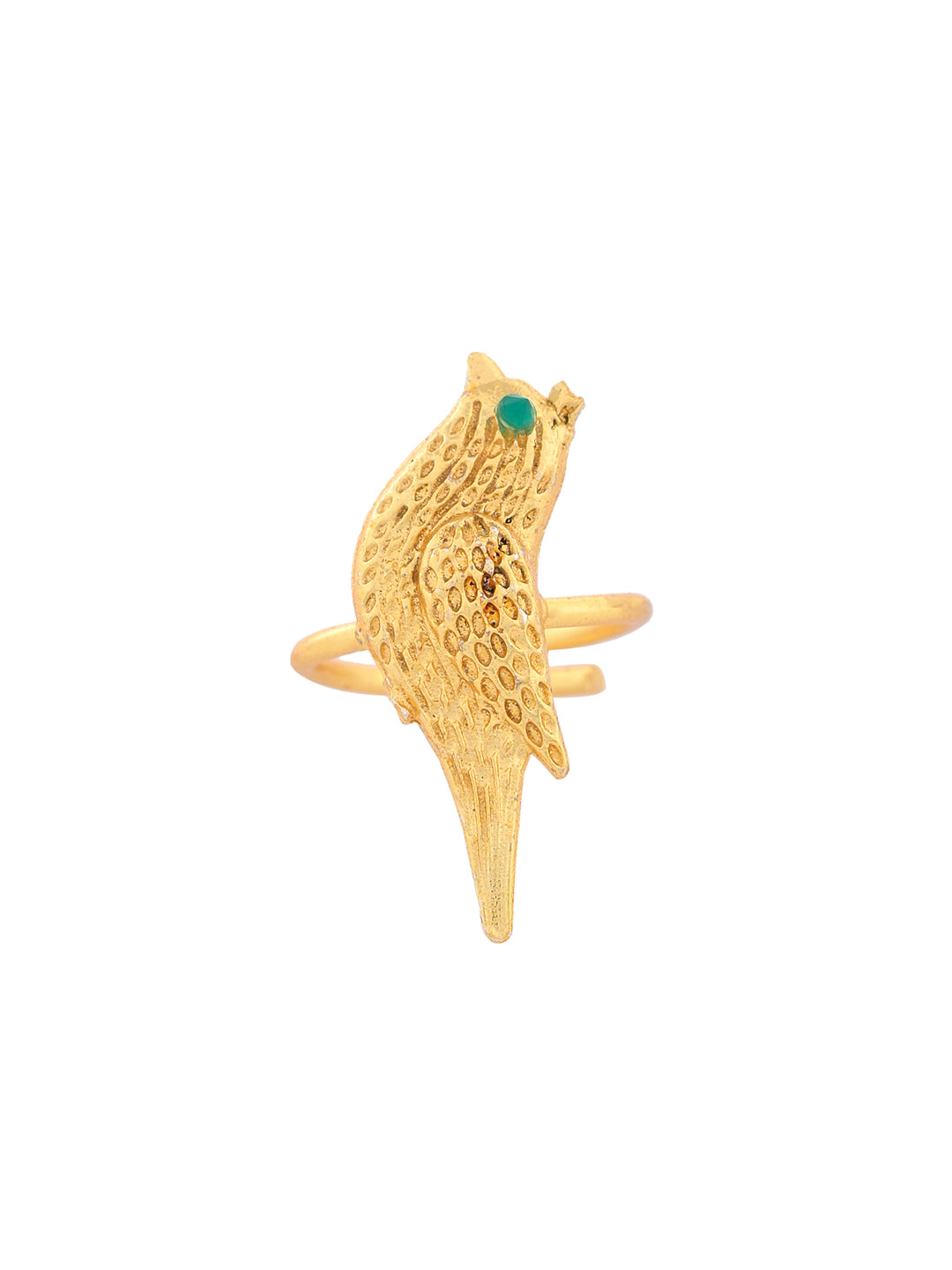 Gold-Plated Bird Textured Statement Ring For Women