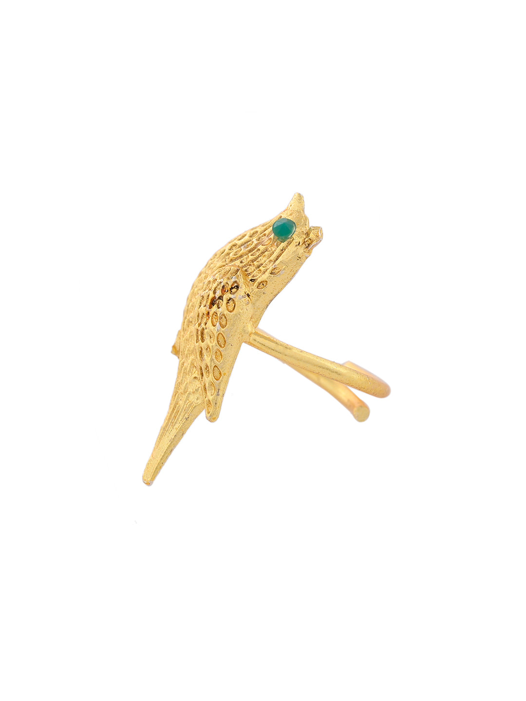 Gold-Plated Bird Textured Statement Ring For Women