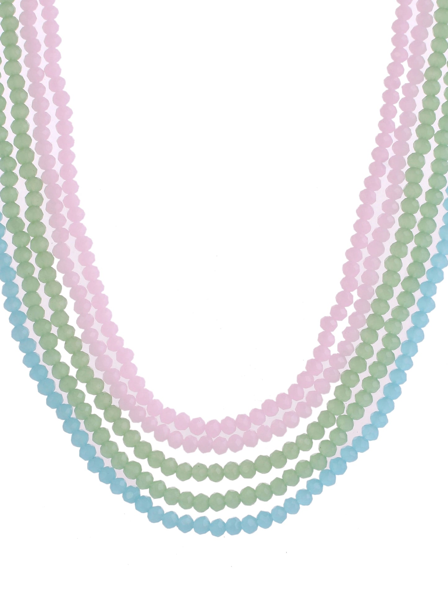 Pink / Green / Blue Multi Layered Beaded Necklace Set For Women & Girls