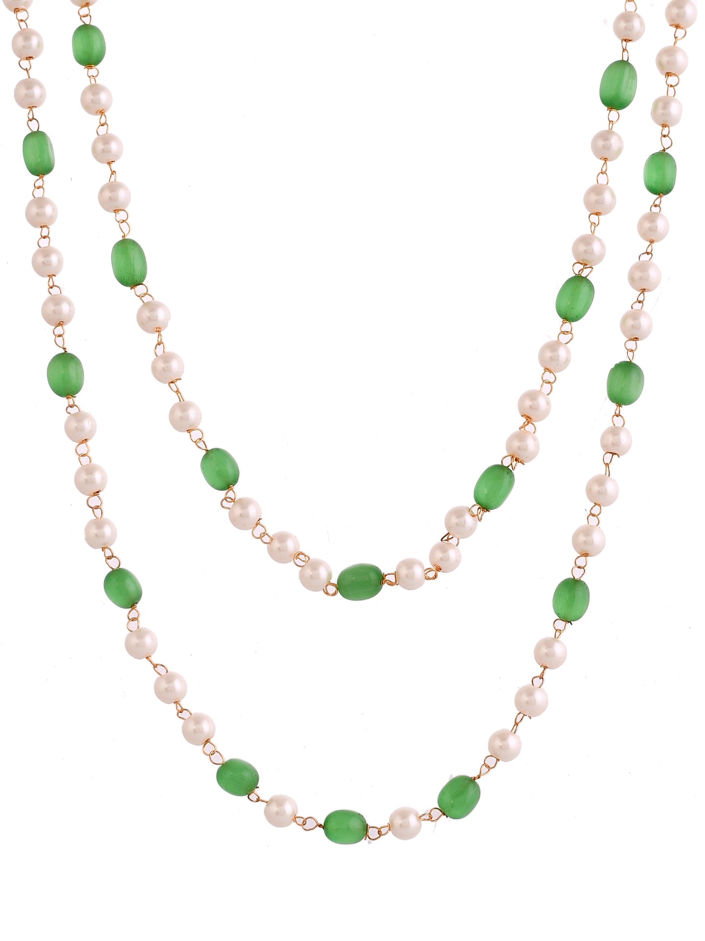 Pearl and Green Gemstone Necklace For Women & Girls