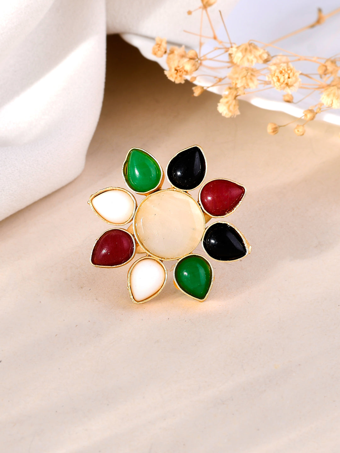 Multi Colour Flower Ring For Women