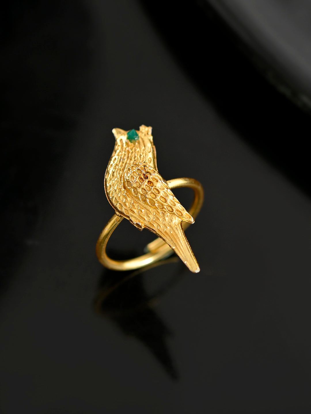 Gold-Plated Bird Textured Statement Ring For Women
