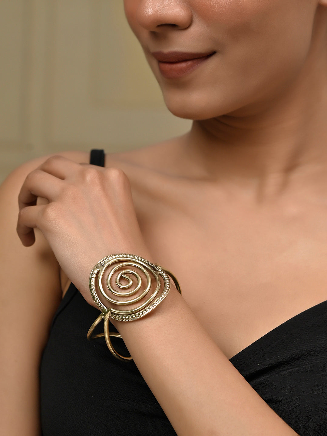 Gold Cuff Bracelet with Sleek Openwork Design | Bracelet Kada For Women