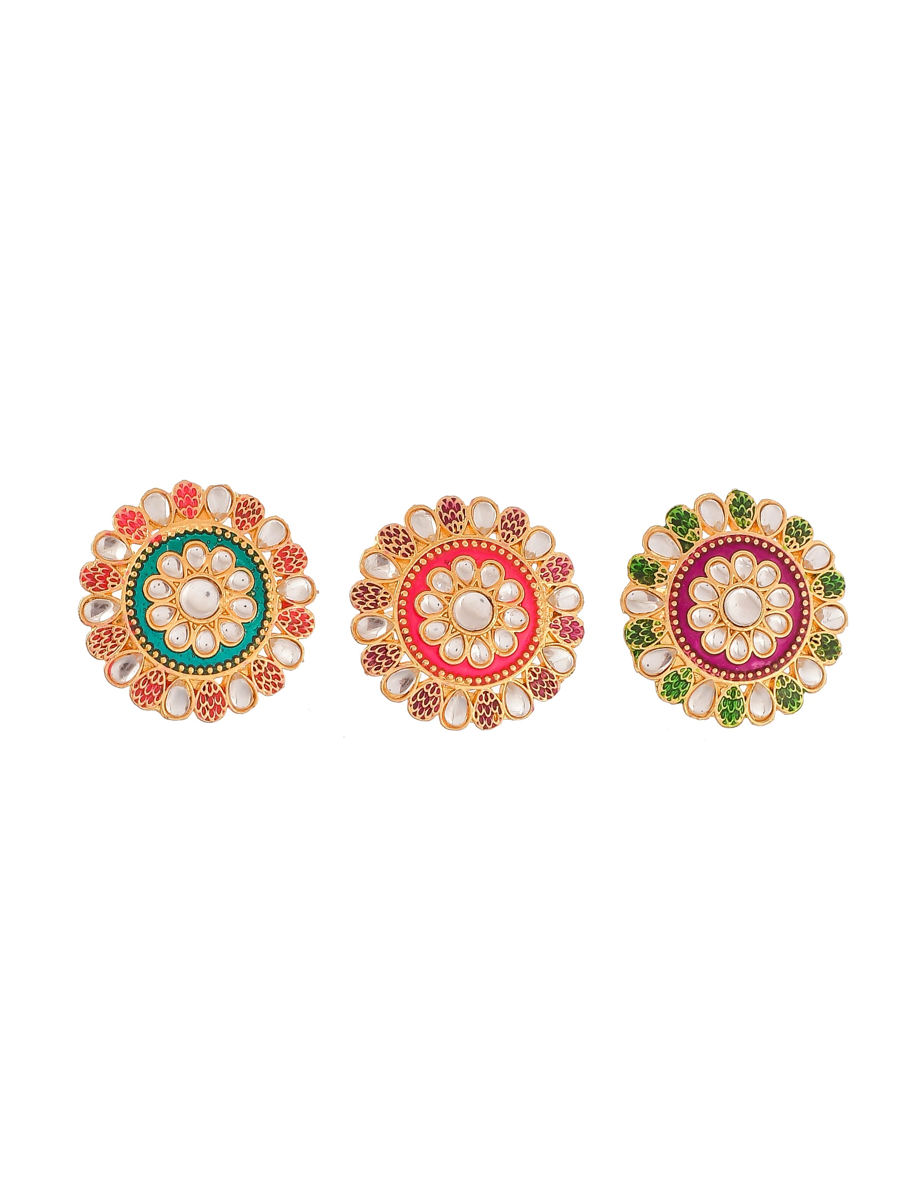 Set of 3 meenakari Ring