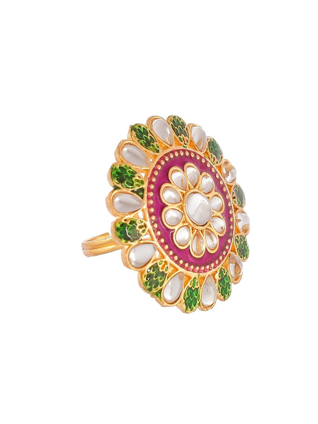 Set of 3 meenakari Gold Plated Finger Ring