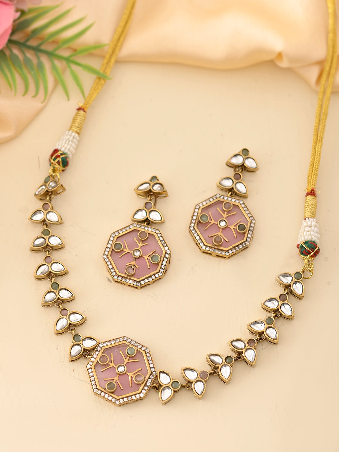 Kundan Jewellery Set With Earring | Regal Gold Jewellery Set