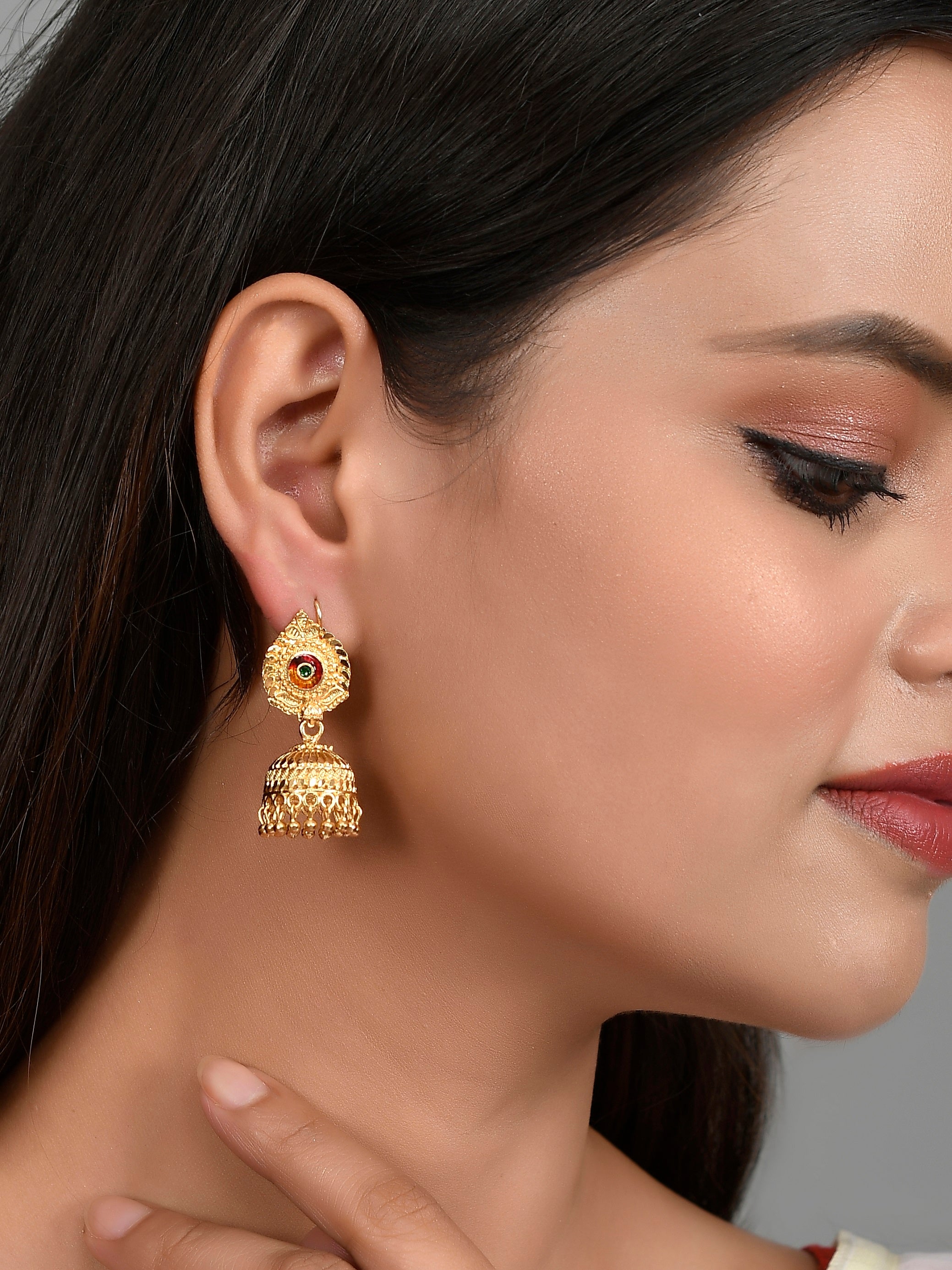 SPE Gold - Floral Jumka Drop Stud Earrings - For Women