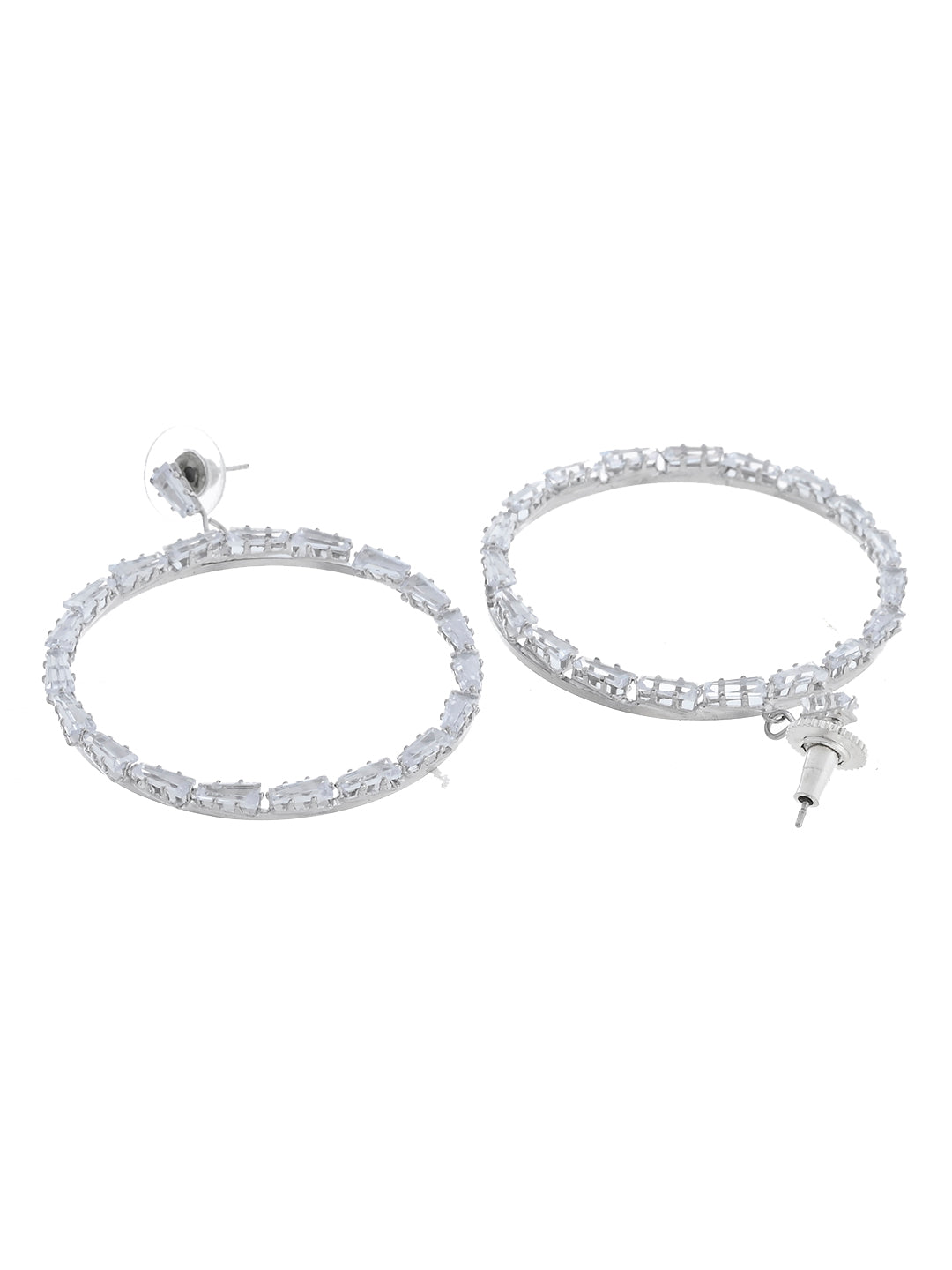 Silver Hoop Earrings with Polished Bead for women