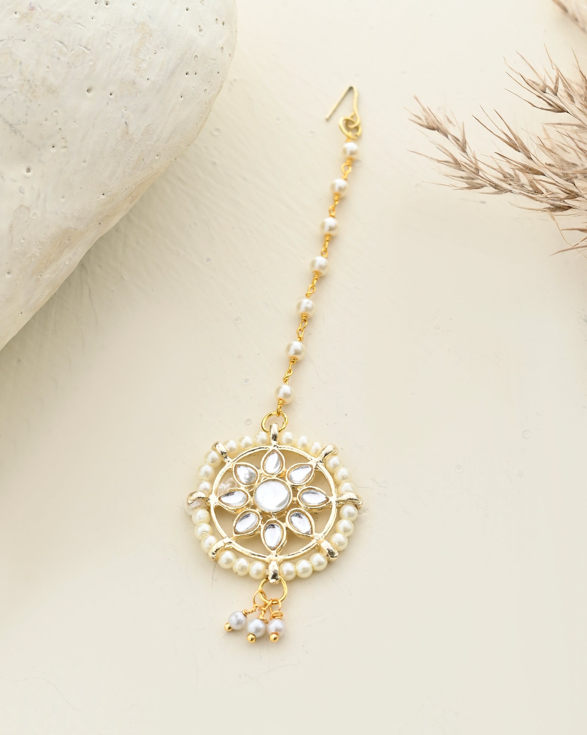 Gold Plated Kundan Maang Tikka for Women

