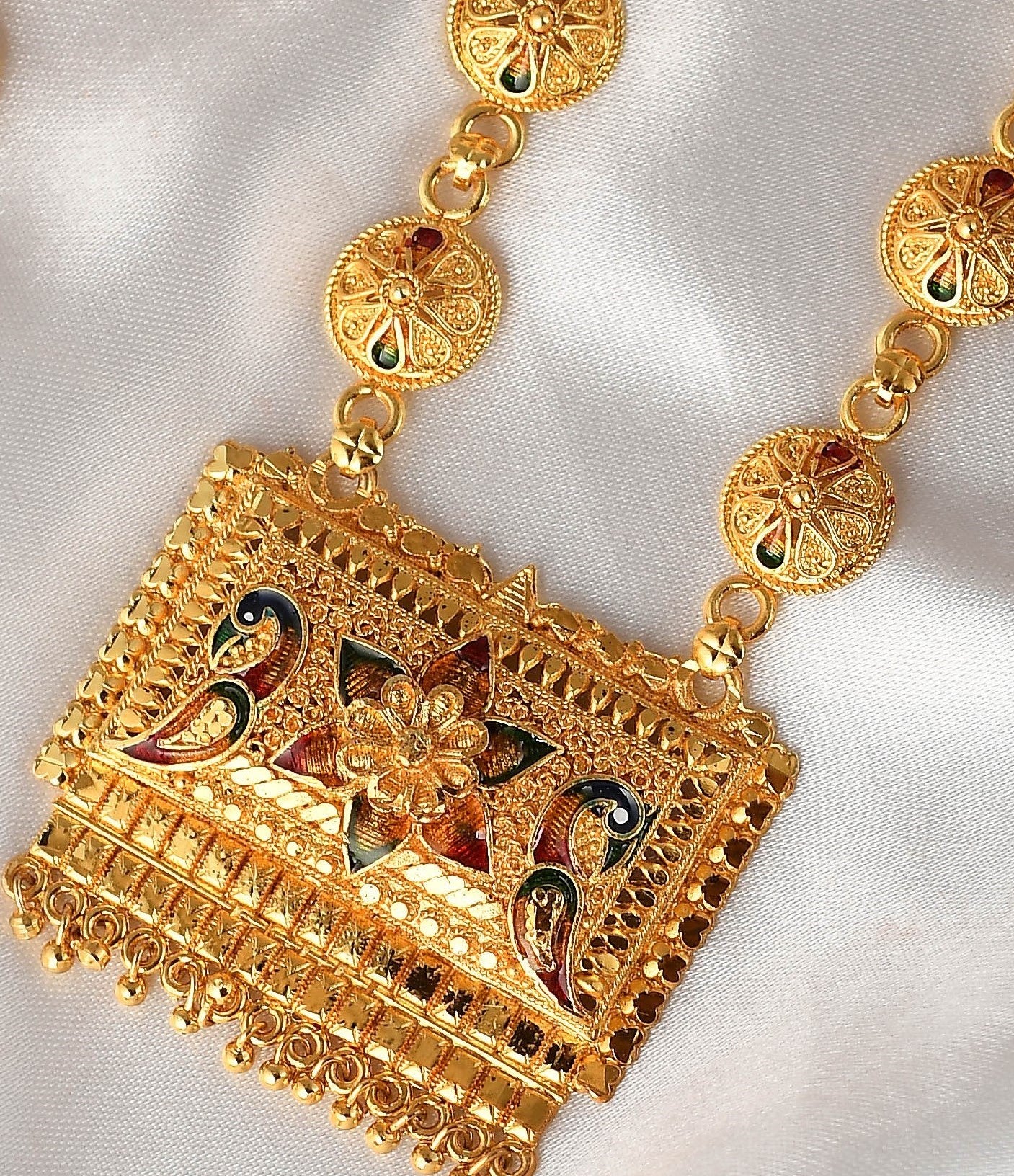 Gold Plated Meenakari handcrafted Temple Jewellery set