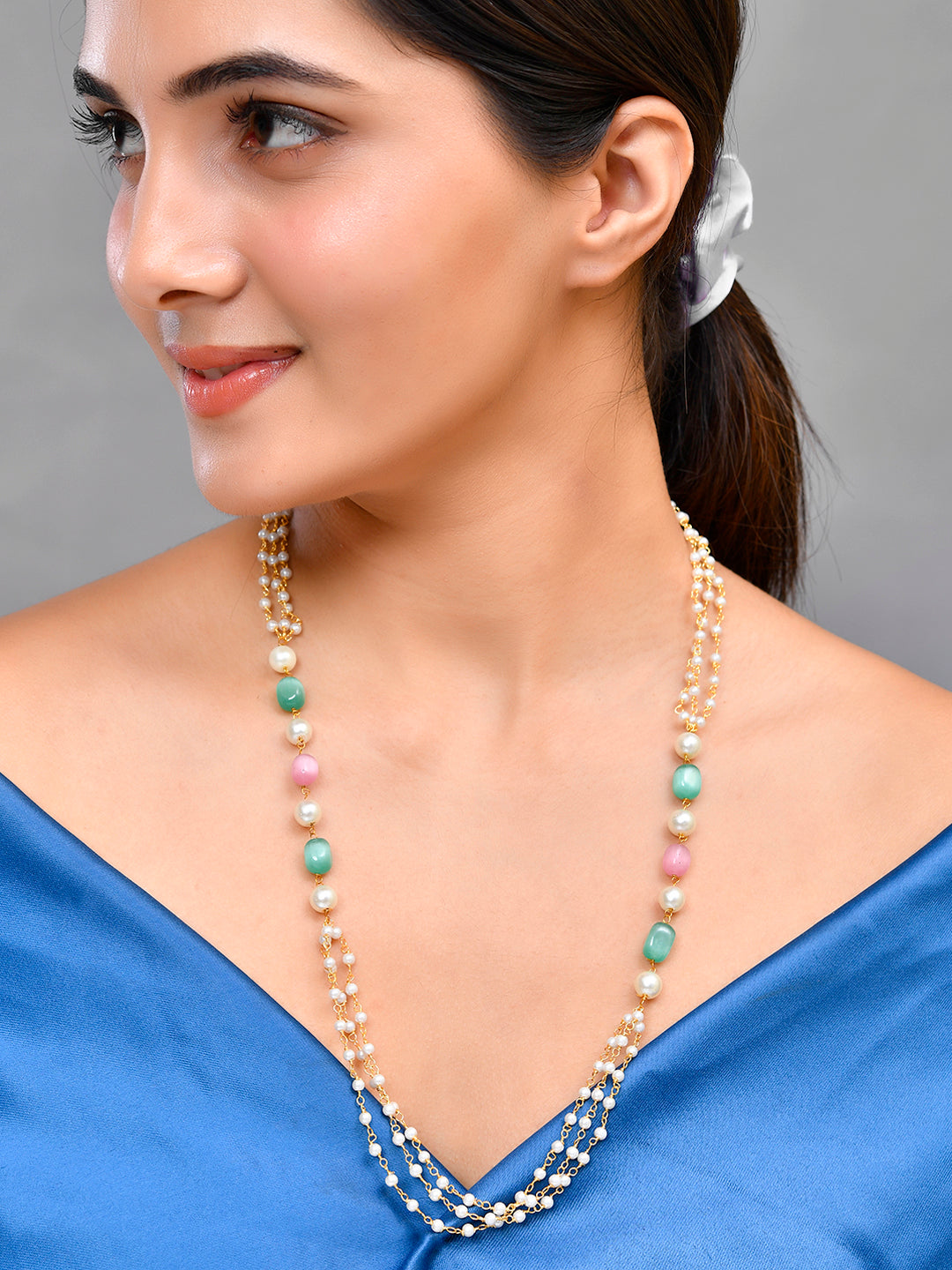 White Pearl Beads Necklace For Women