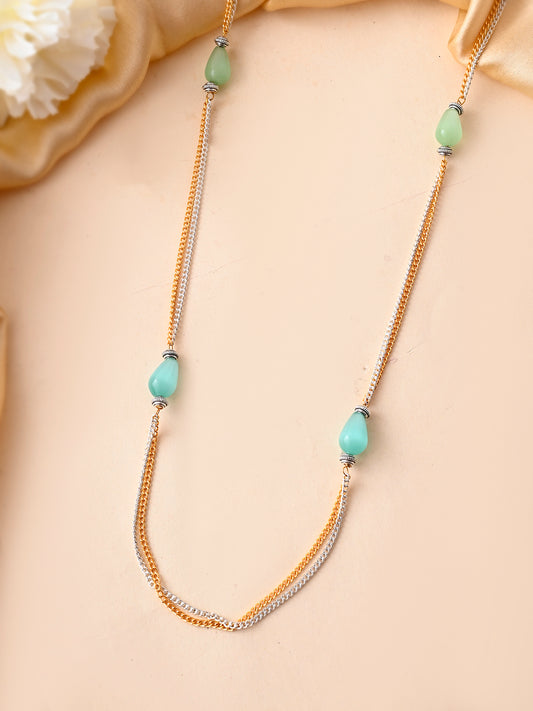 Beaded Gold & Silver Plated Chain Necklace For Women