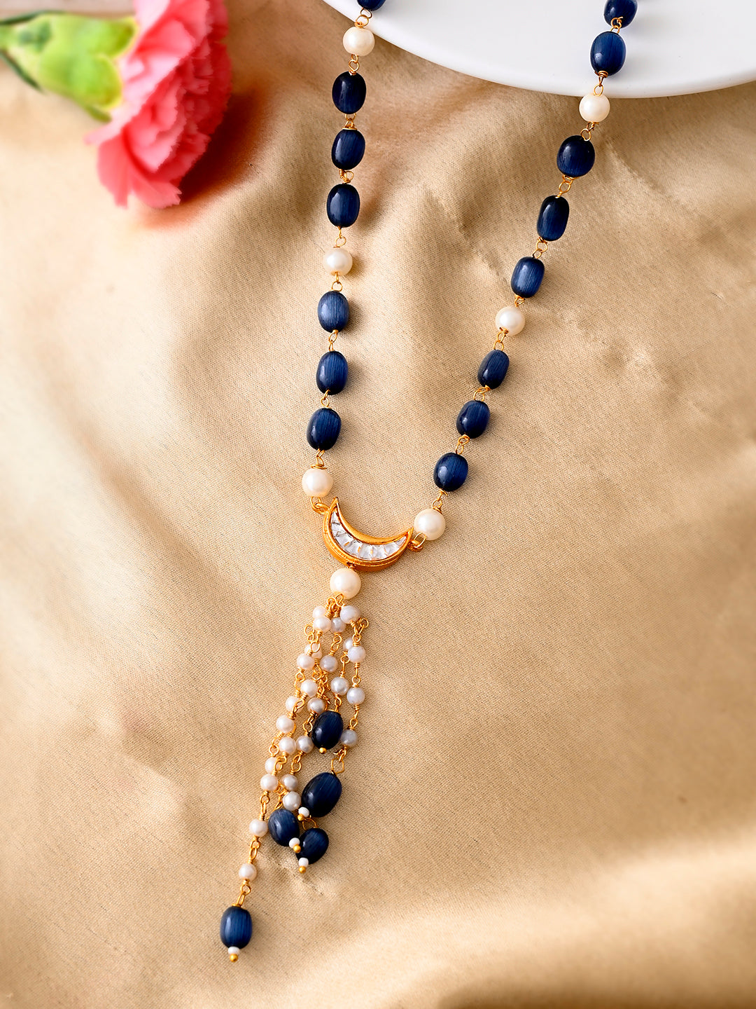 White Pearl& Beaded  Kundan Necklace