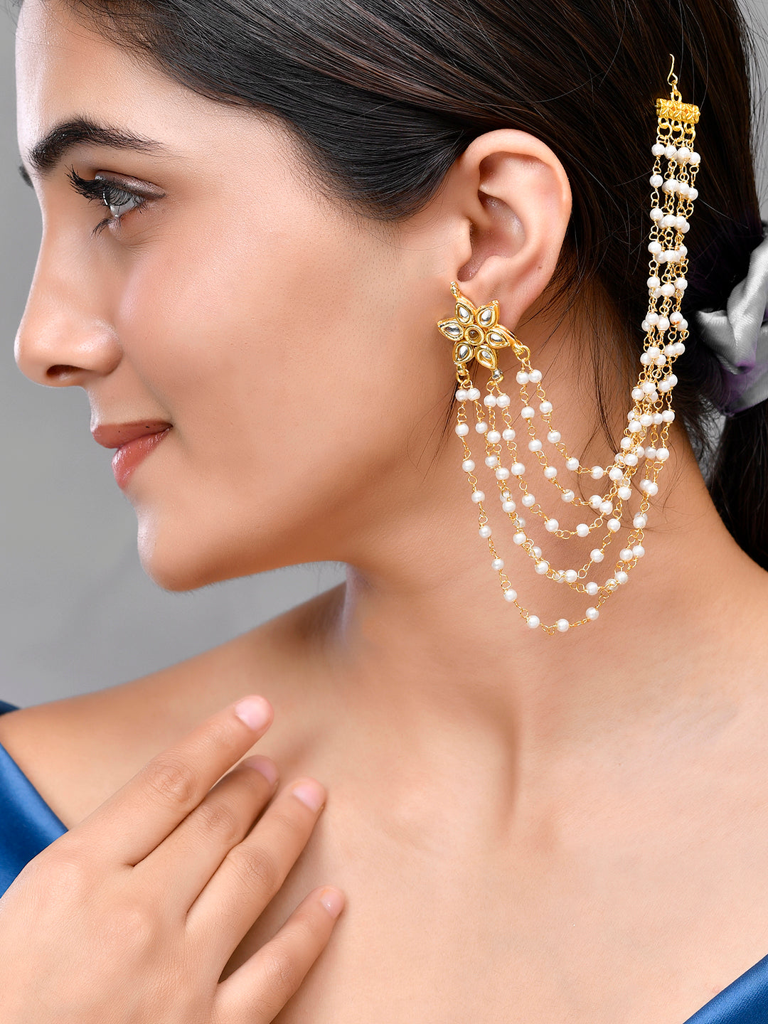 White Pearl & Gold-Plated Earring For Women | Traditional & Bridal Earrings