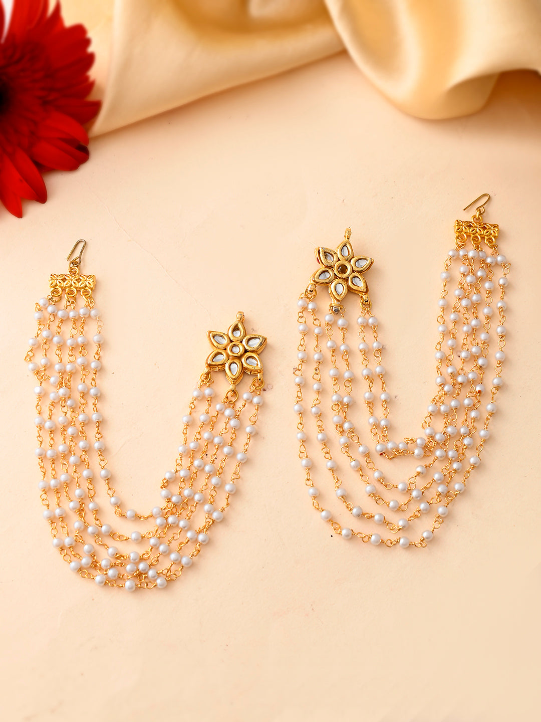 White Pearl & Gold-Plated Earring For Women | Traditional & Bridal Earrings