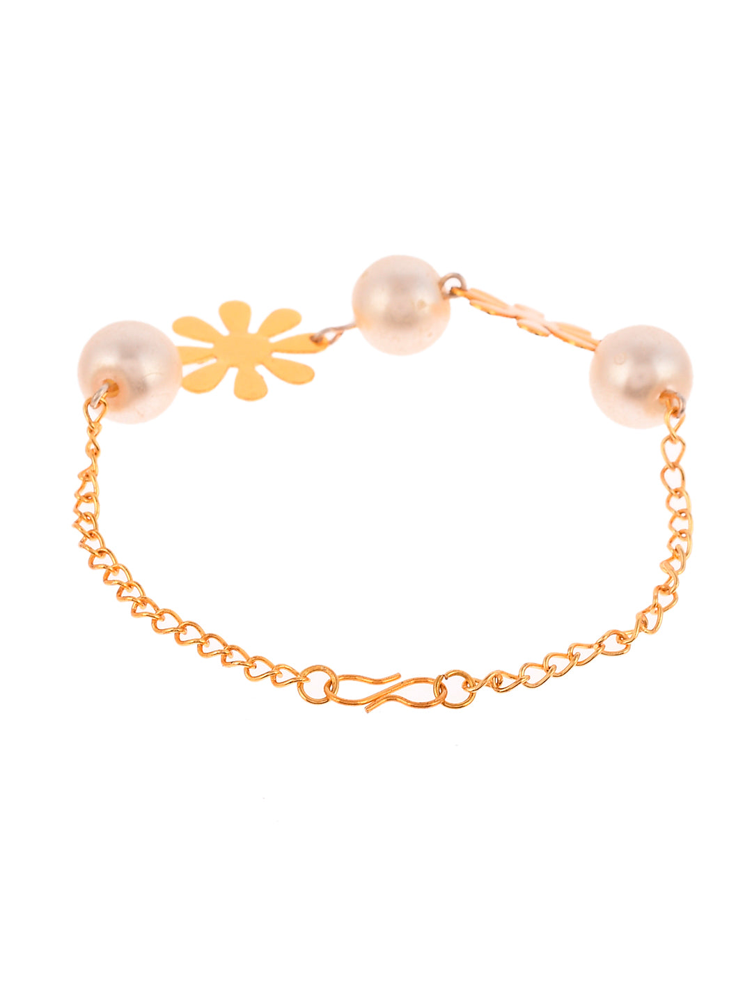 Gold Plated Handcrafted Pearl Beads Chain Bracelet