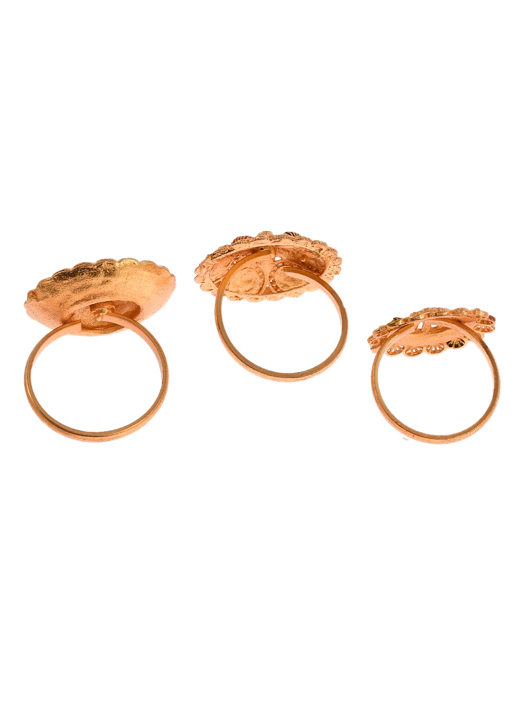 Set of 3 Gold Plated Meenakari Floral Angoothi