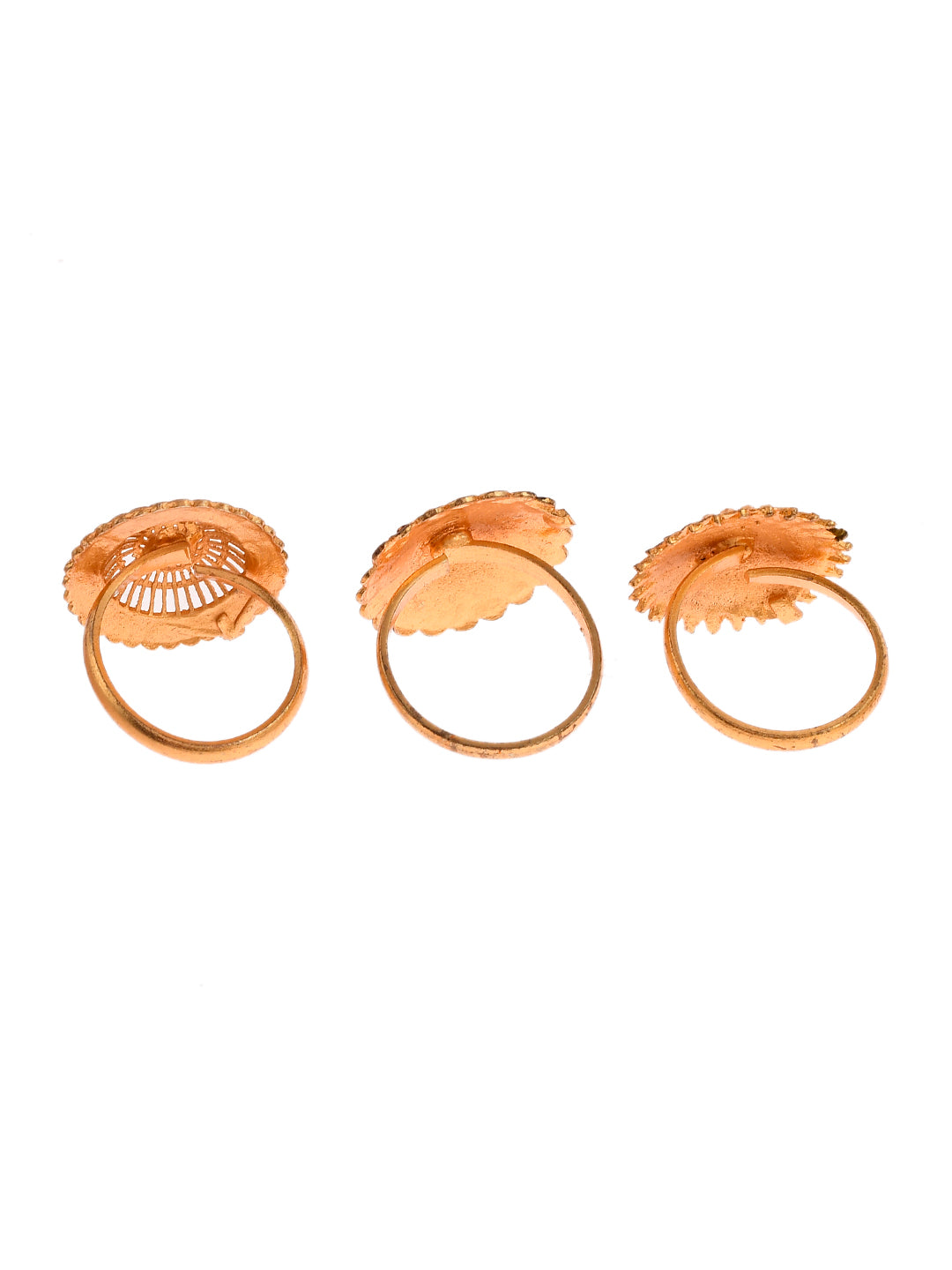 Set of 3 Gold Plated Meenakari Angoothi