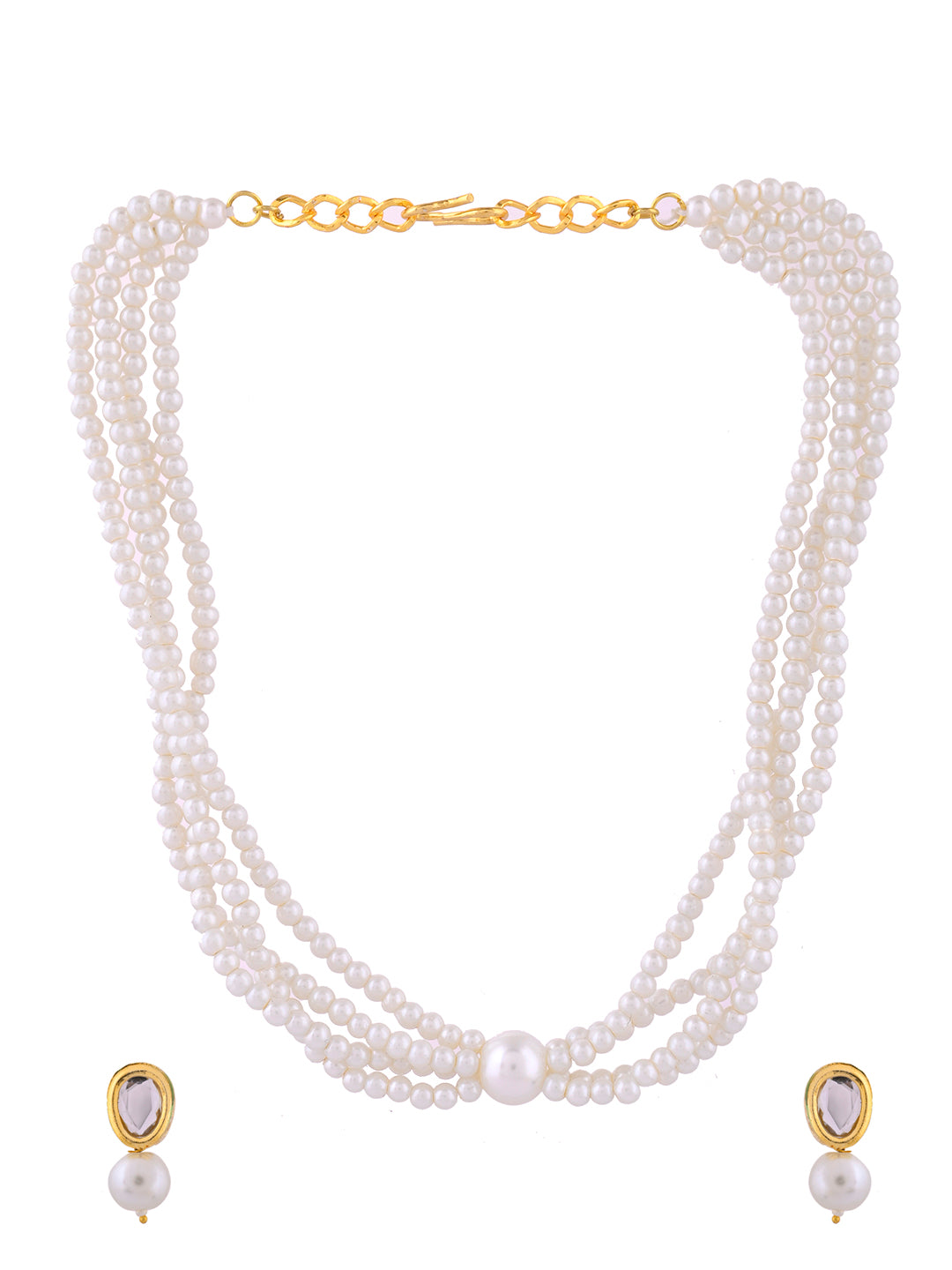 Kundan & Pearl  Necklace Set With Earrings For Women & Girls