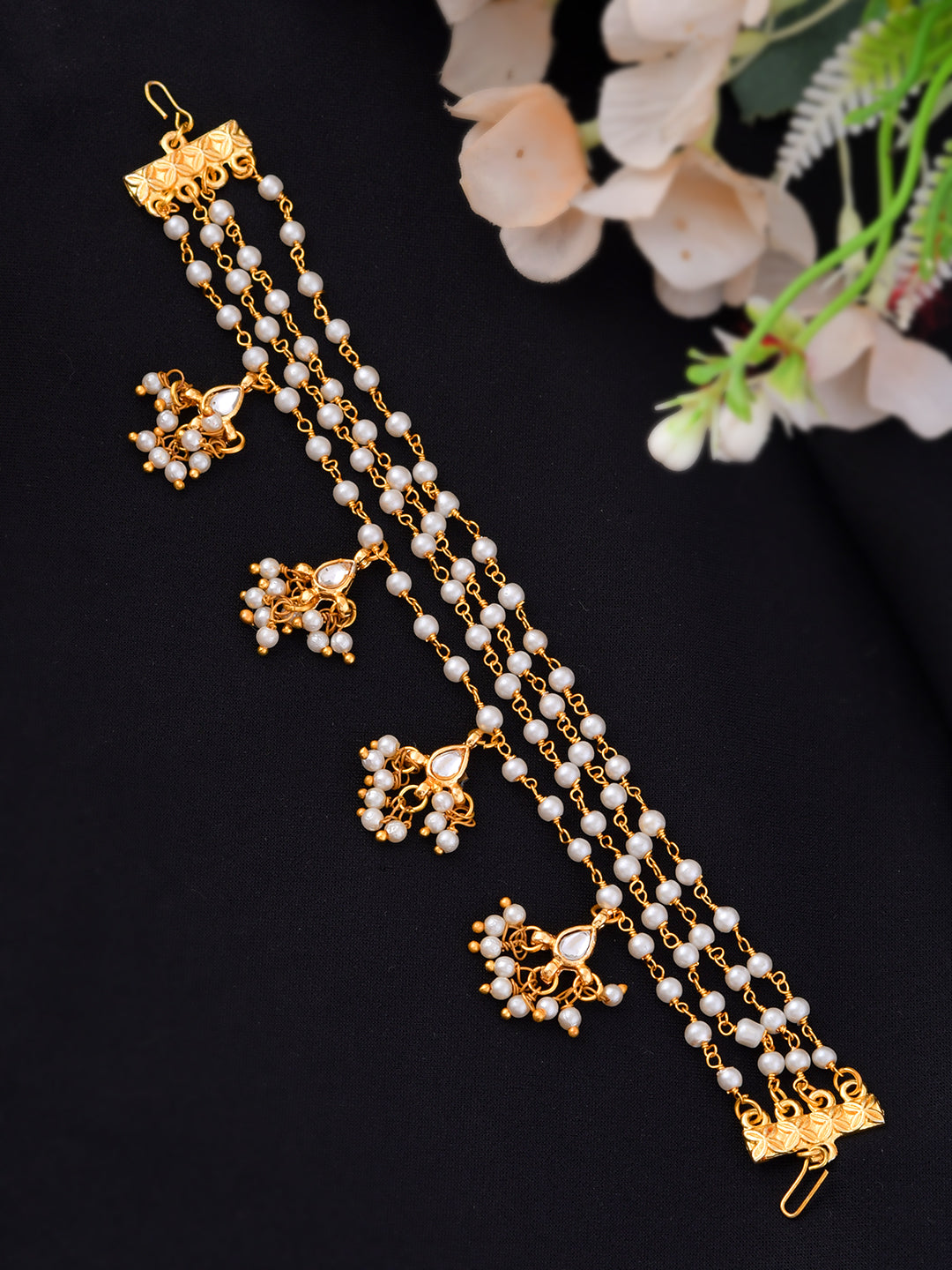 Ethnic Matha Patti with Pearl Drops For Women(SBMT8L_344)