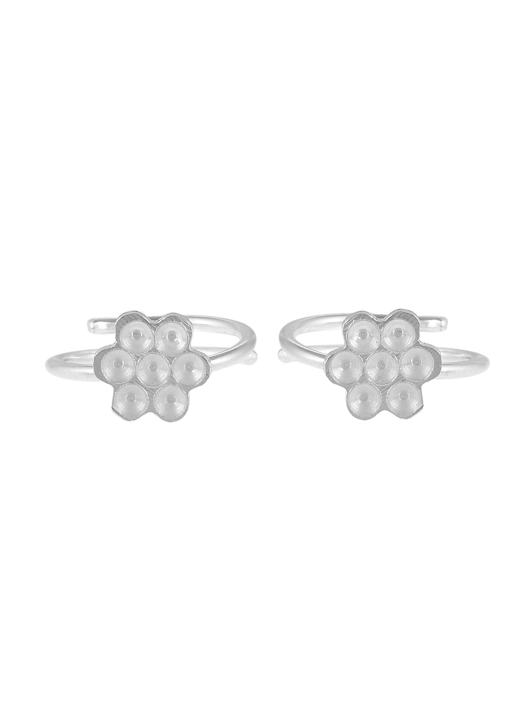 Silver plated Floral Toe ring