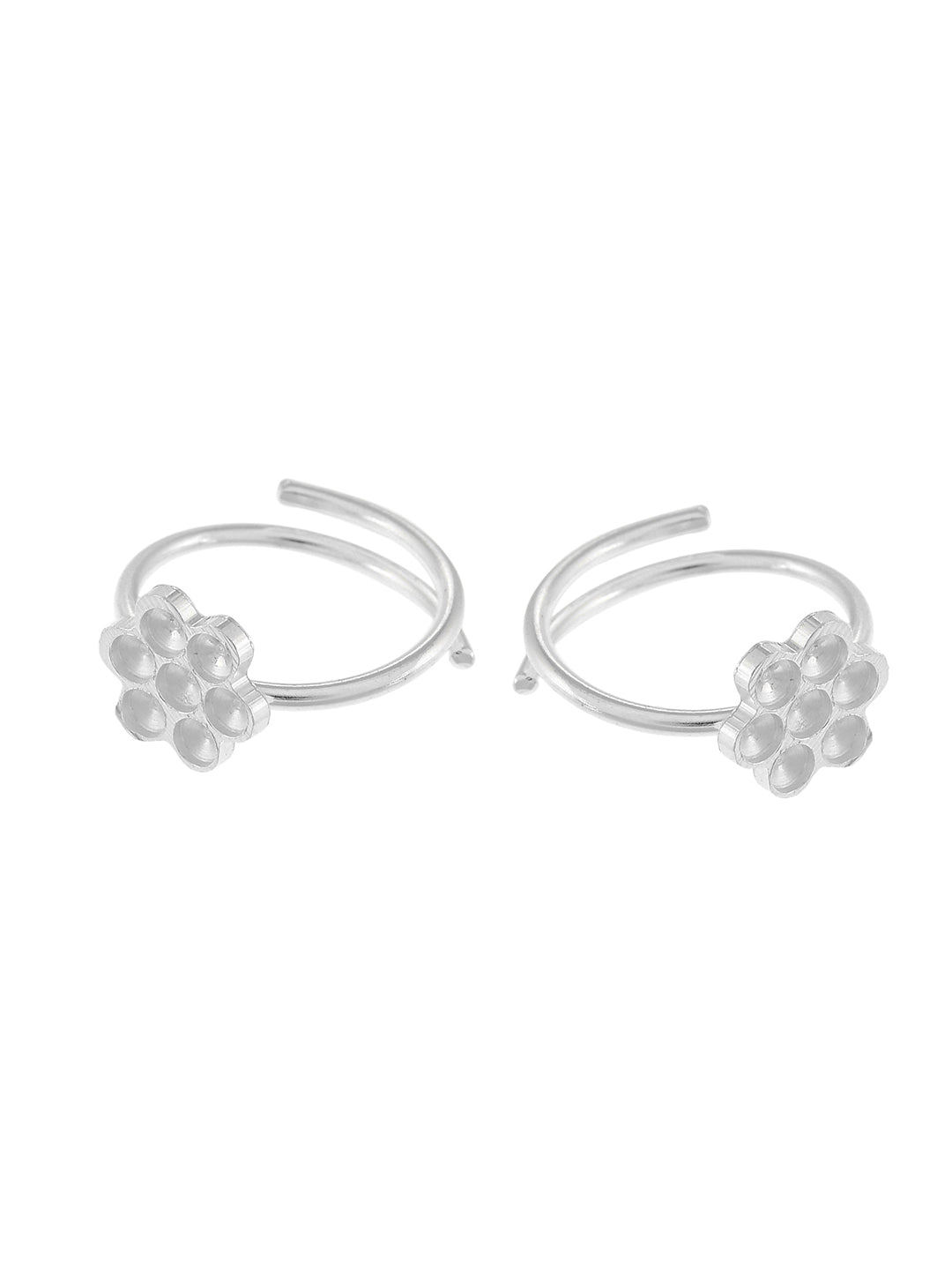 Silver plated Floral Toe ring