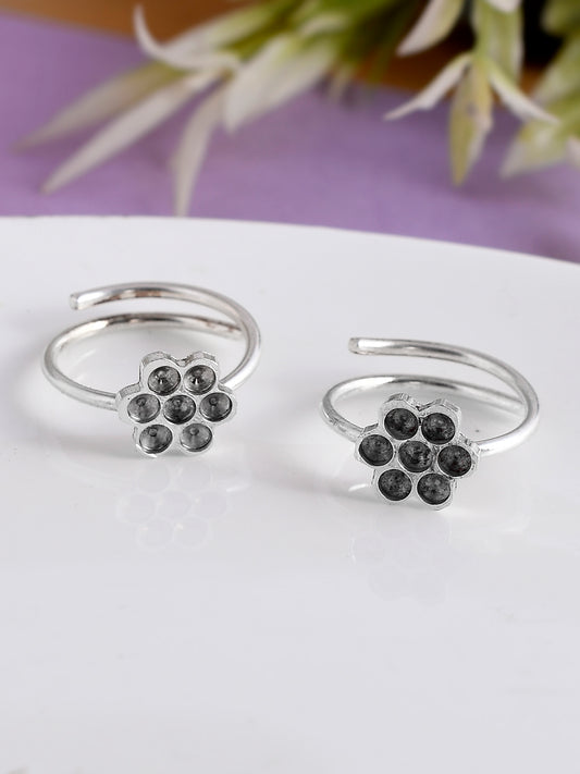 Silver Plated Floral Toe Rings for Women Online
