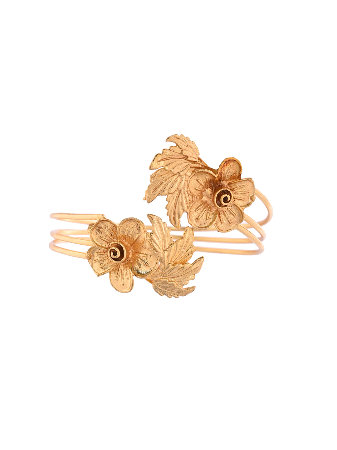 Gold-Plated Floral Openable Bracelet For Women | Ethnic & Western Flower Kada