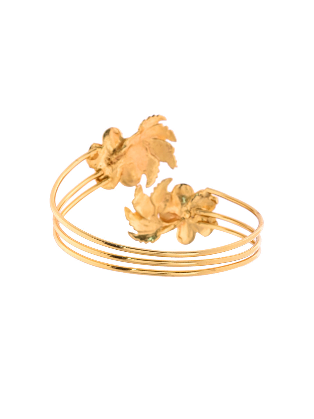 Gold-Plated Floral Openable Bracelet For Women | Ethnic & Western Flower Kada