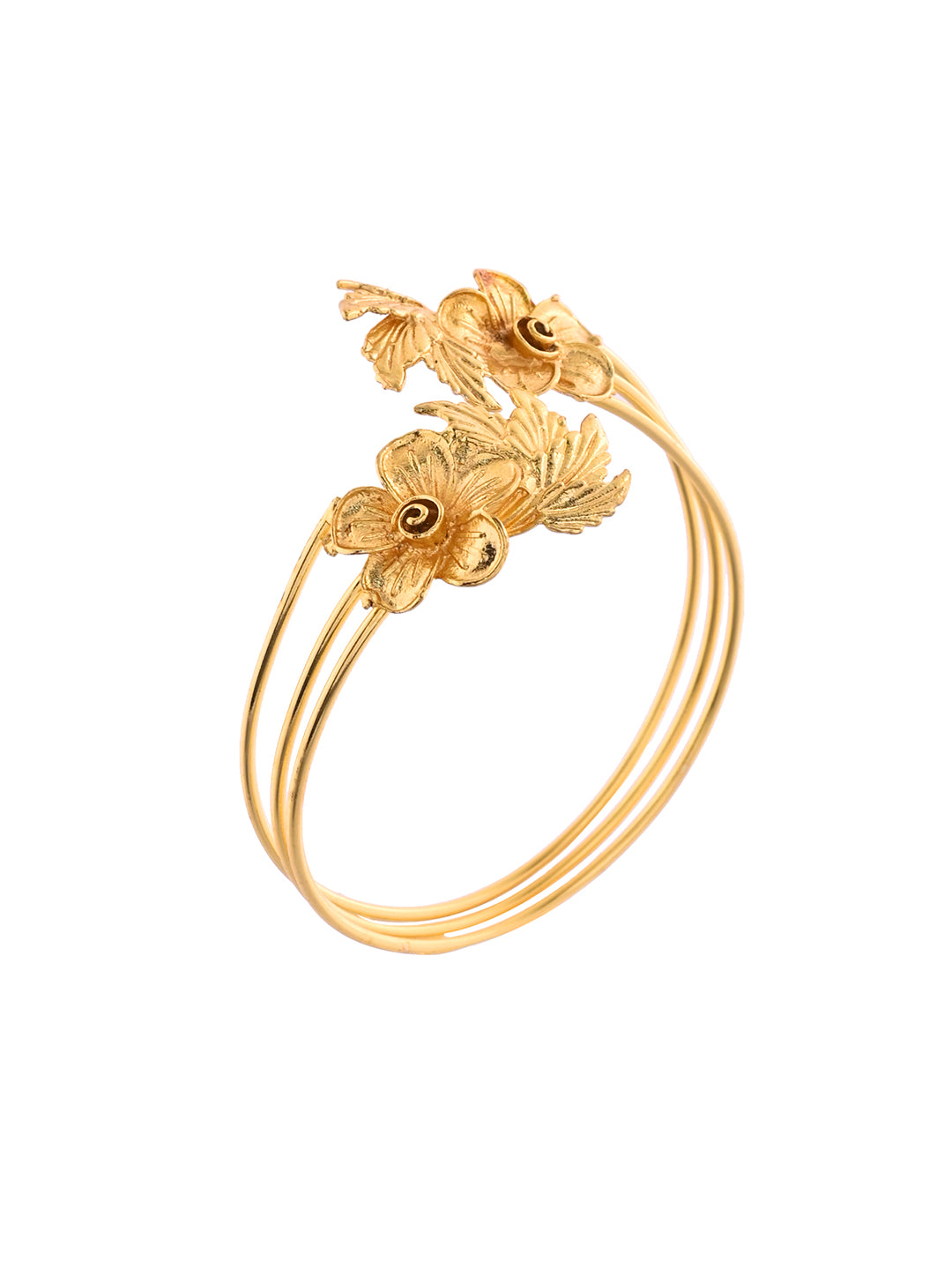 Gold-Plated Floral Openable Bracelet For Women | Ethnic & Western Flower Kada