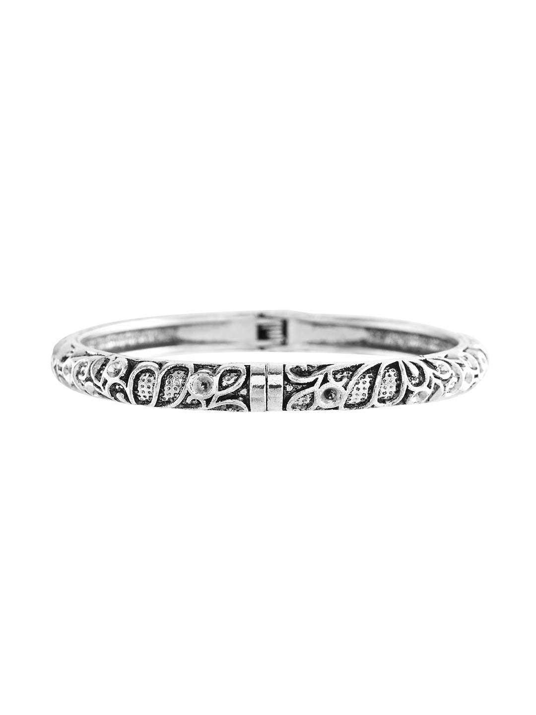 Traditional Oxidised Silver Kada For Women | Antique Engraved Bangle