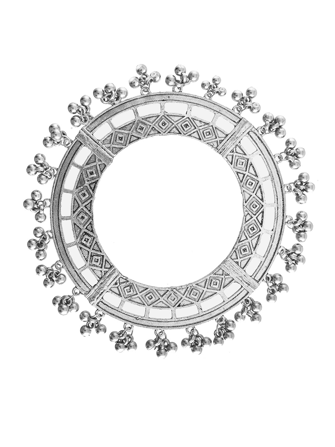 Oxidised Silver Ghungroo Border Bangle For Women & Girls | Traditional Boho Tribal Kada Set