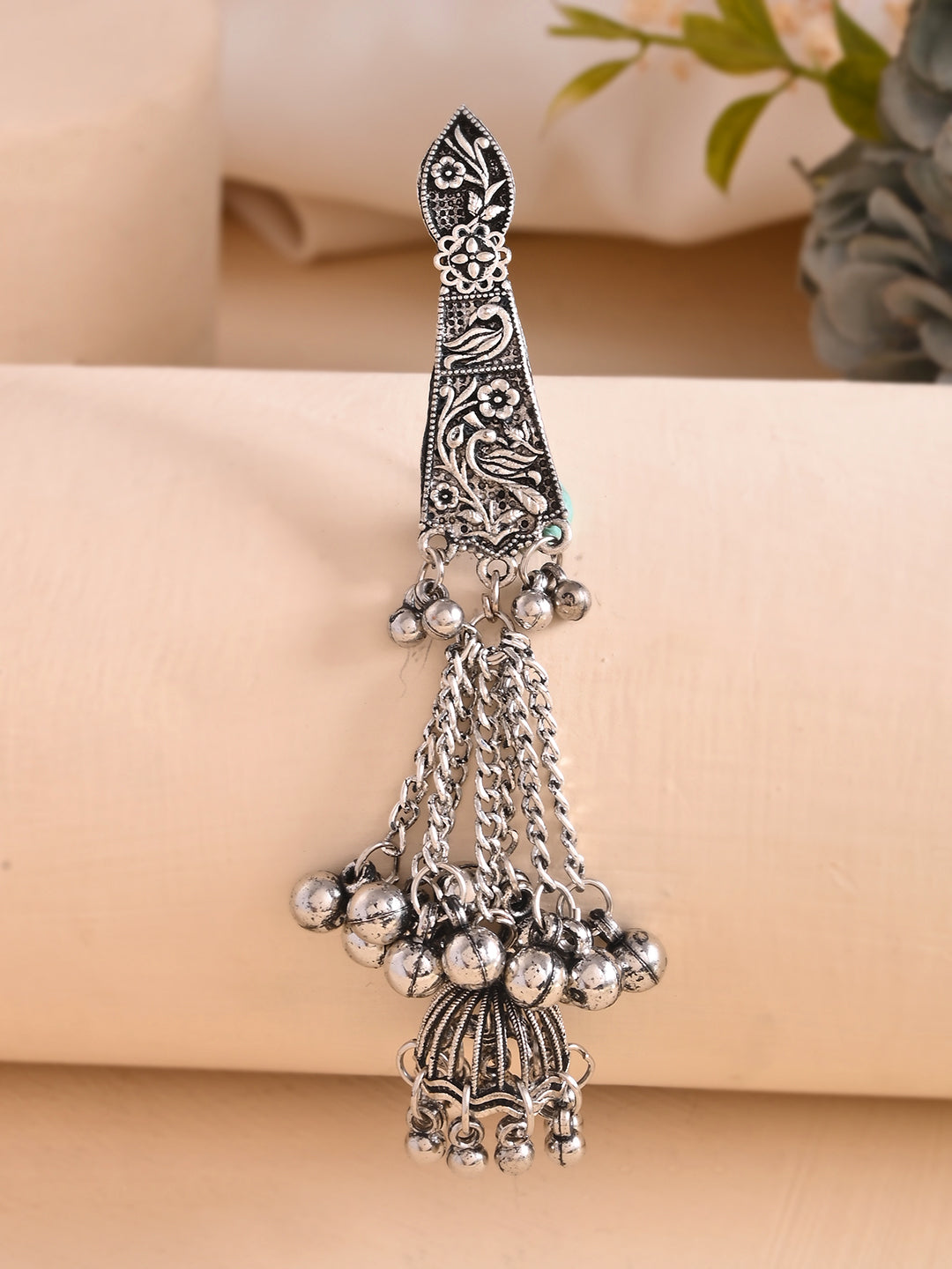 Oxidised Silver Saree Pin For Women | Traditional Ethnic Saree Latkan Brooch Accessory