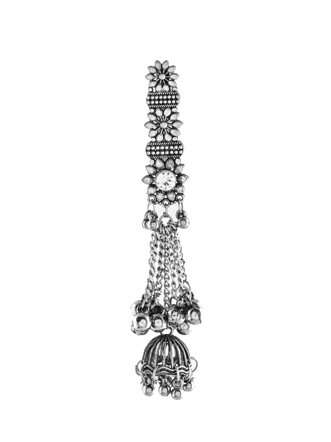 Traditional Silver Ghungroo Saree Pin For Women & Girls