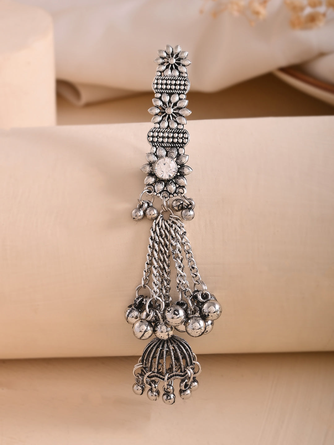 Traditional Silver Ghungroo Saree Pin For Women & Girls