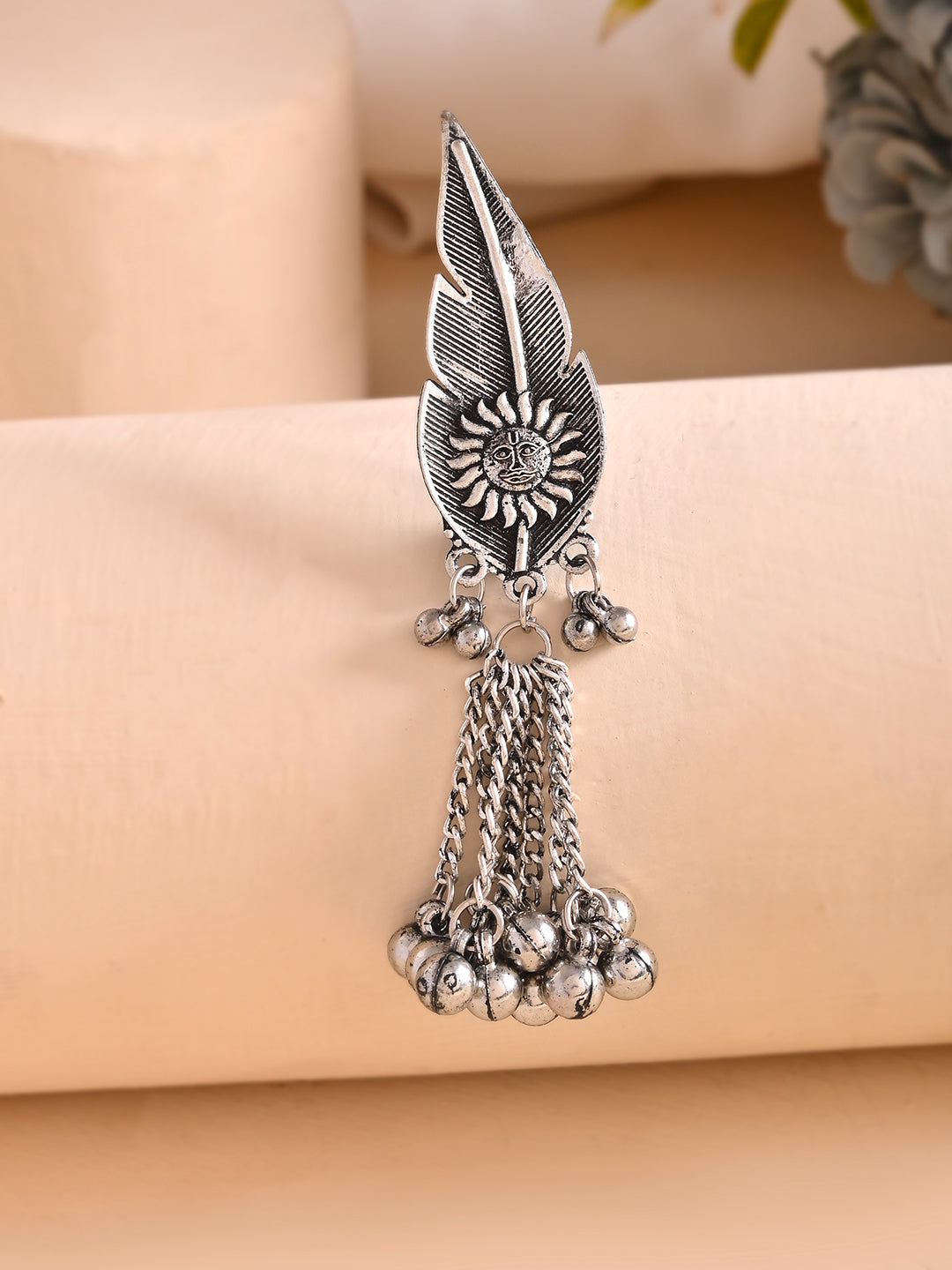Premium Antique Silver Saree Brooch Pin For Women