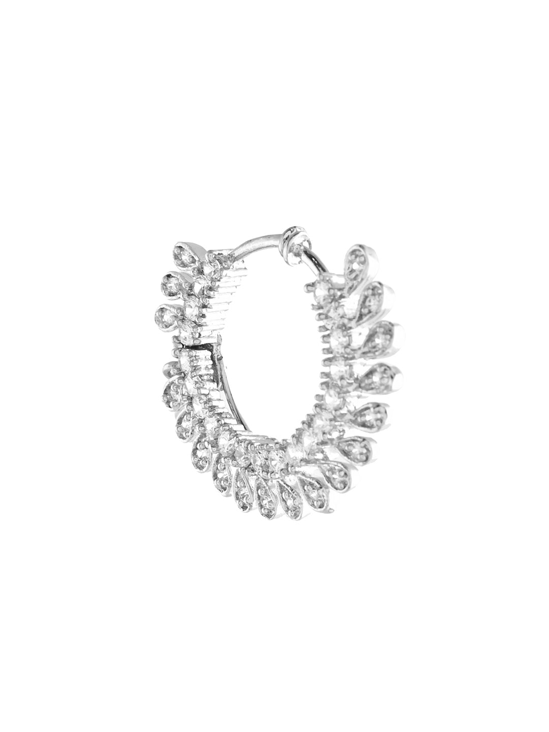 Premium Silver-Plated CZ Bridal Nose Ring | Sparkling Stone Nath For Women