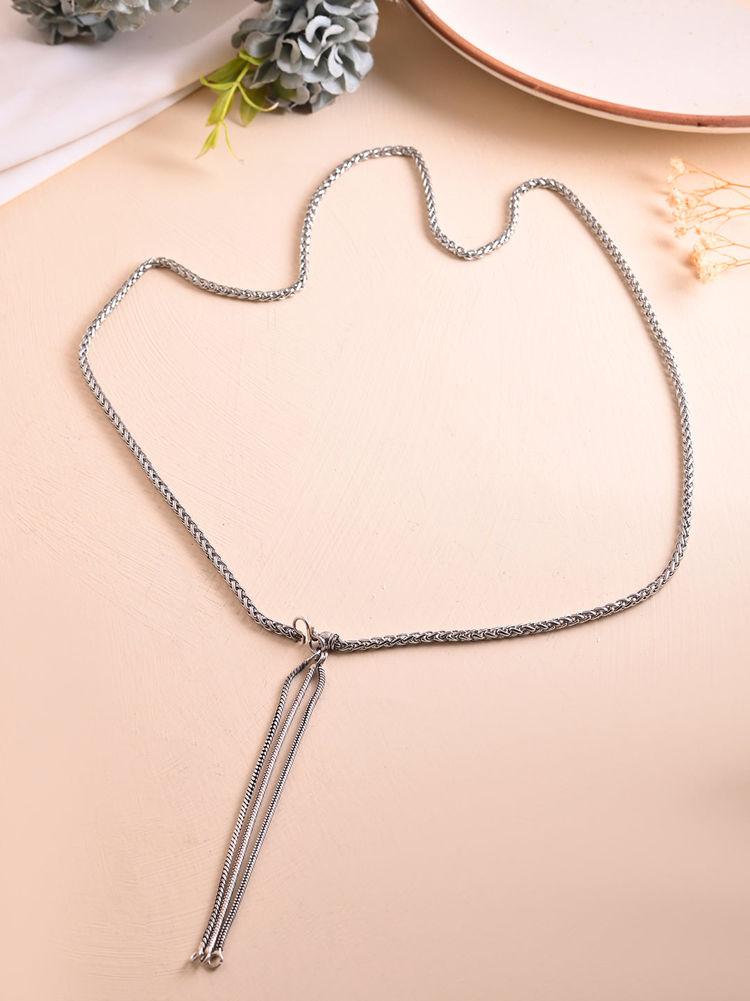 Plain Silver Slim Kamarband For Women Perfect For All Outfit