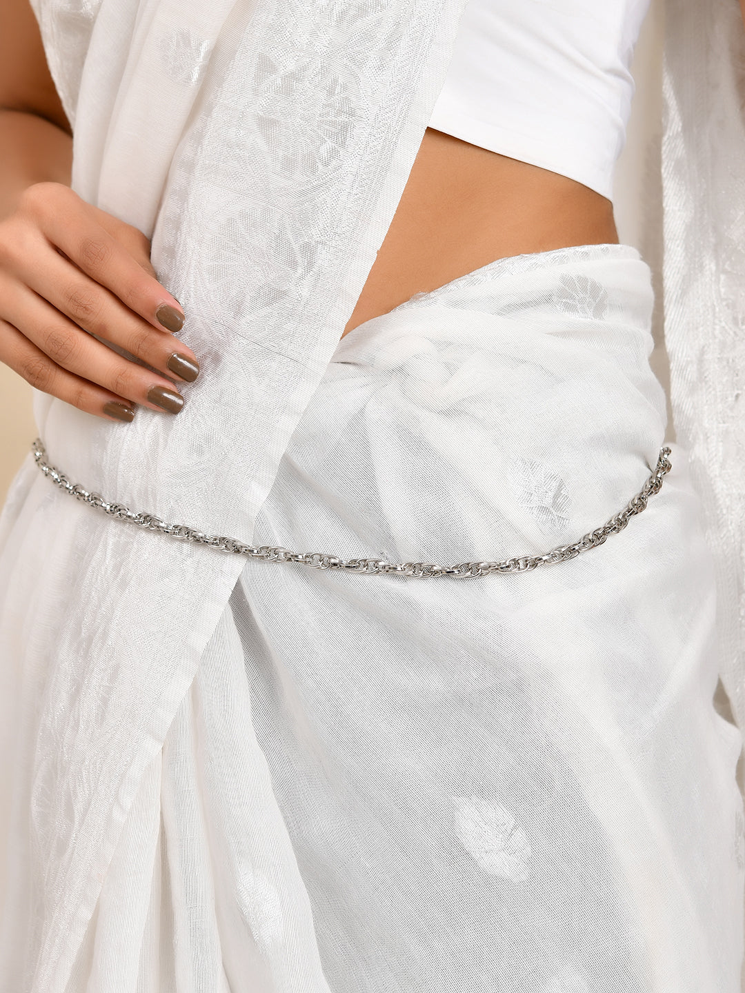 Lightweight Plain Silver Kamarband Waist Chain For Women