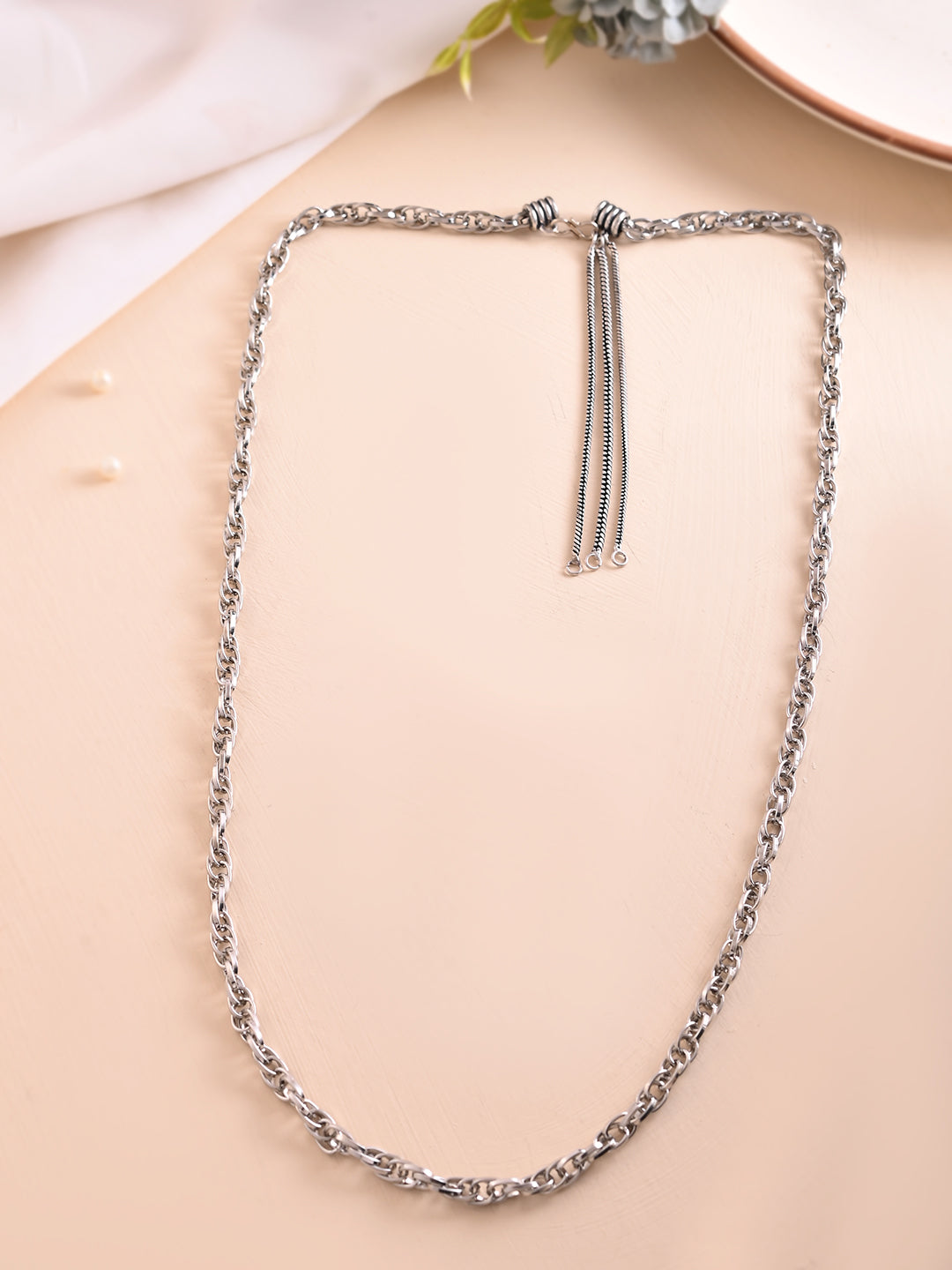 Lightweight Plain Silver Kamarband Waist Chain For Women