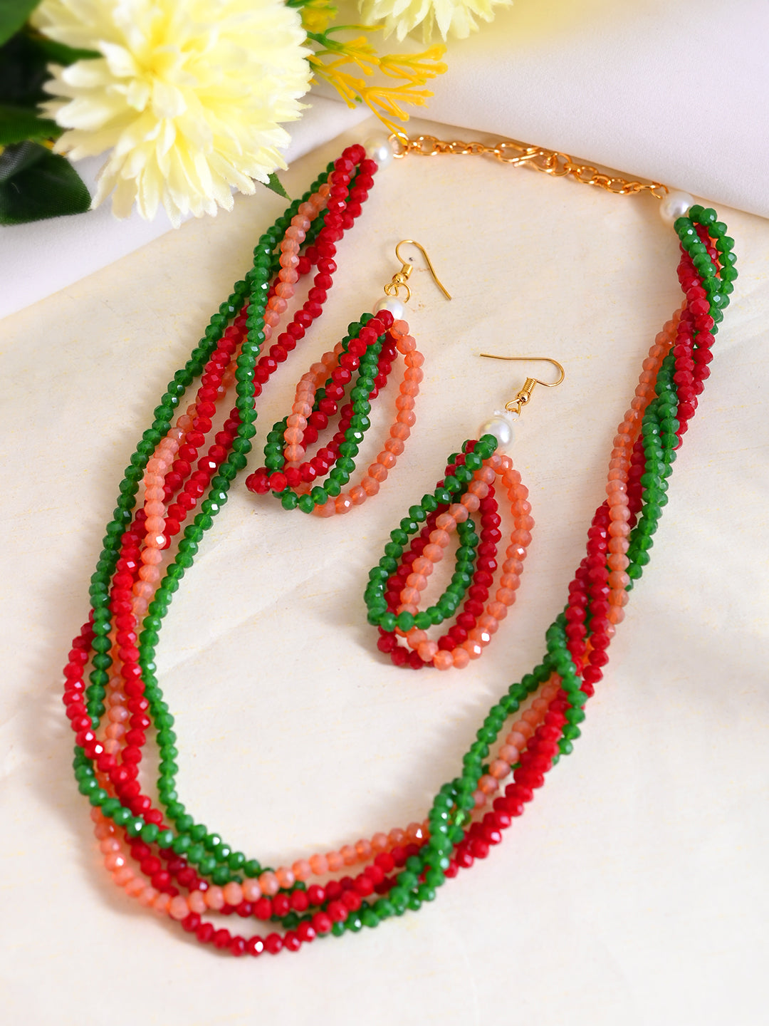 Multi-Beads necklace with earring For Women | Traditional jewellery
