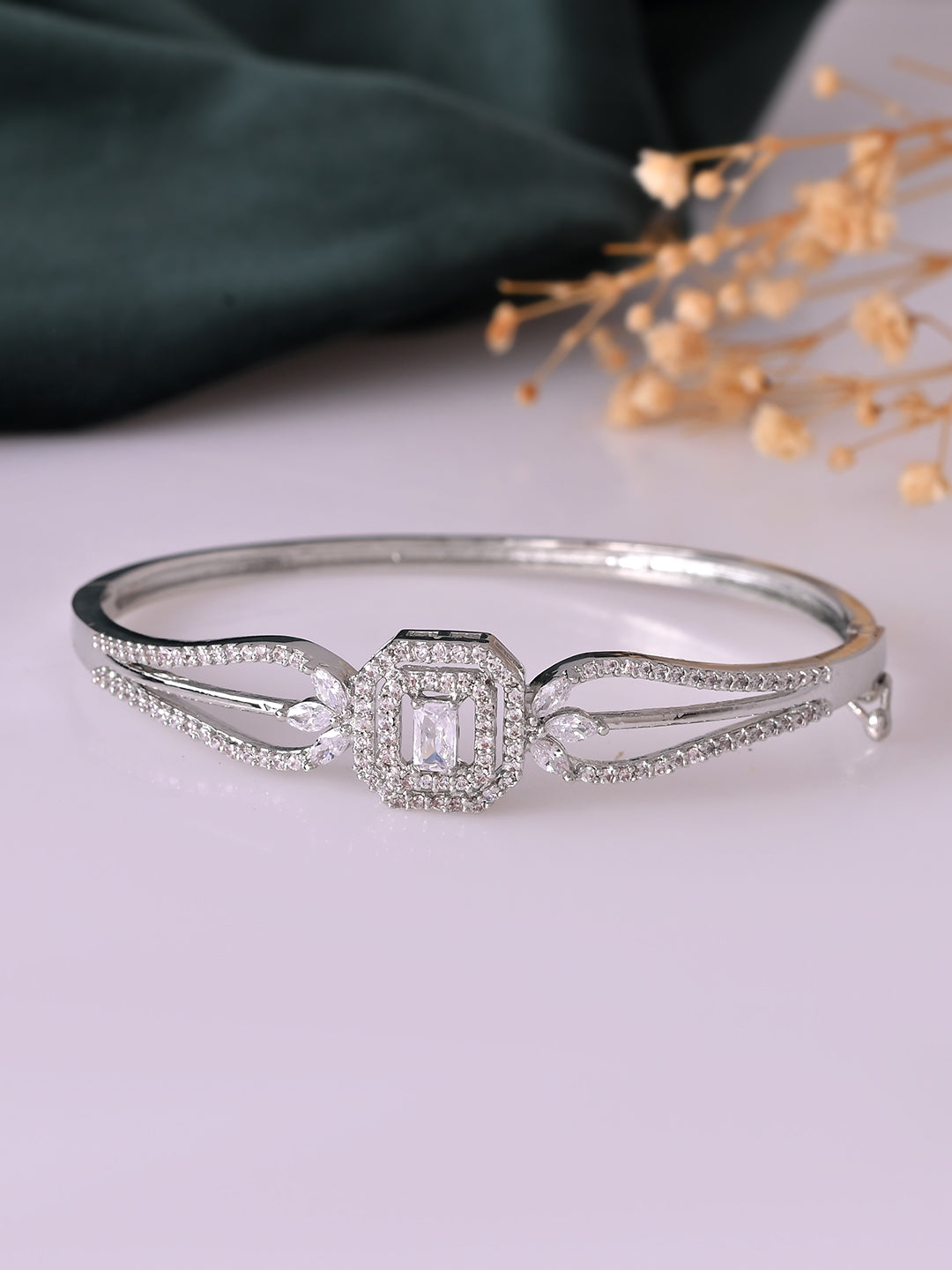 Silver Diamond-Studded Bracelet for Women | Party & AD jewellery