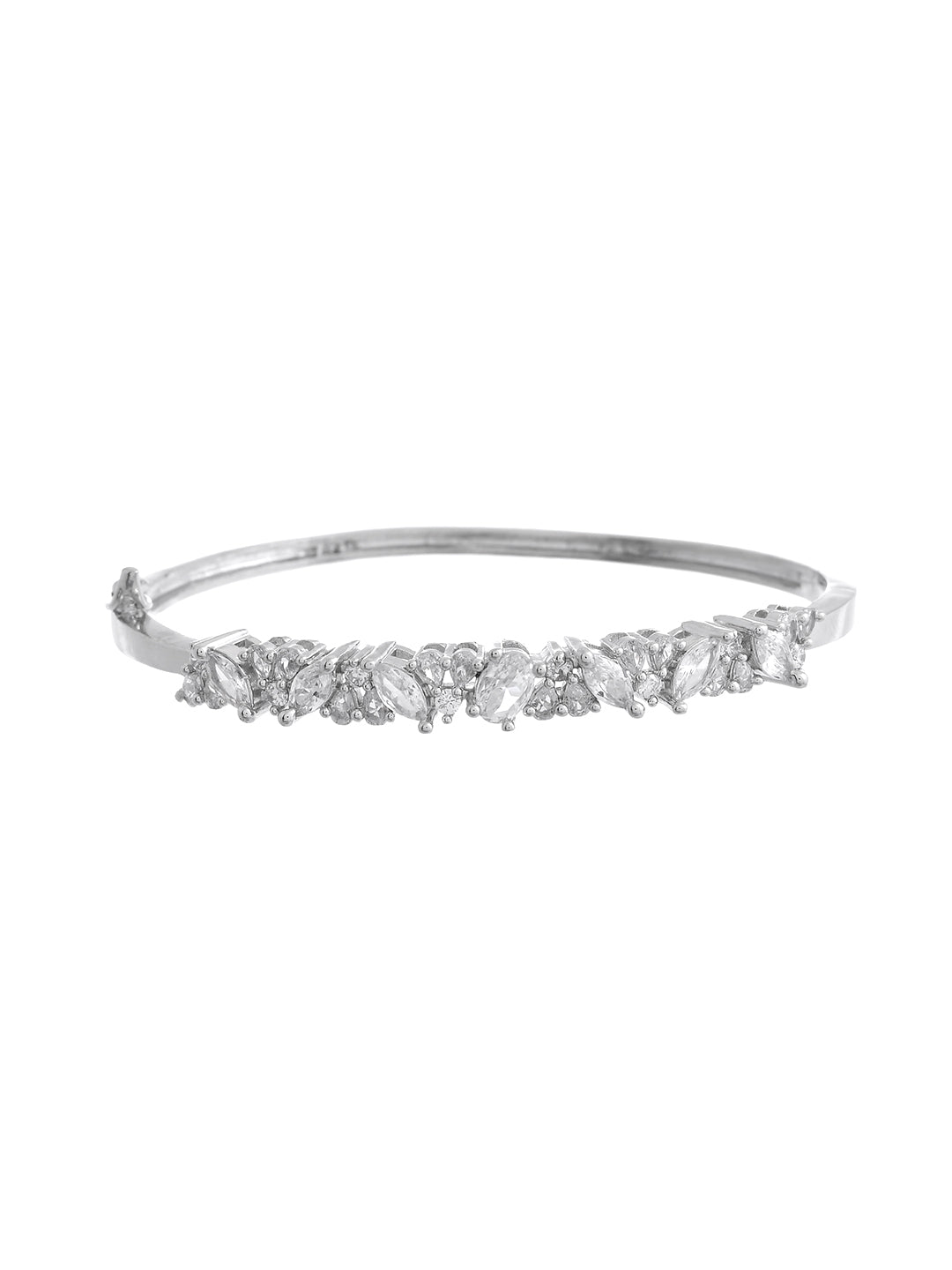 Silver-Toned Cubic Zirconia Bracelet for Women | Party Wear Jewellery