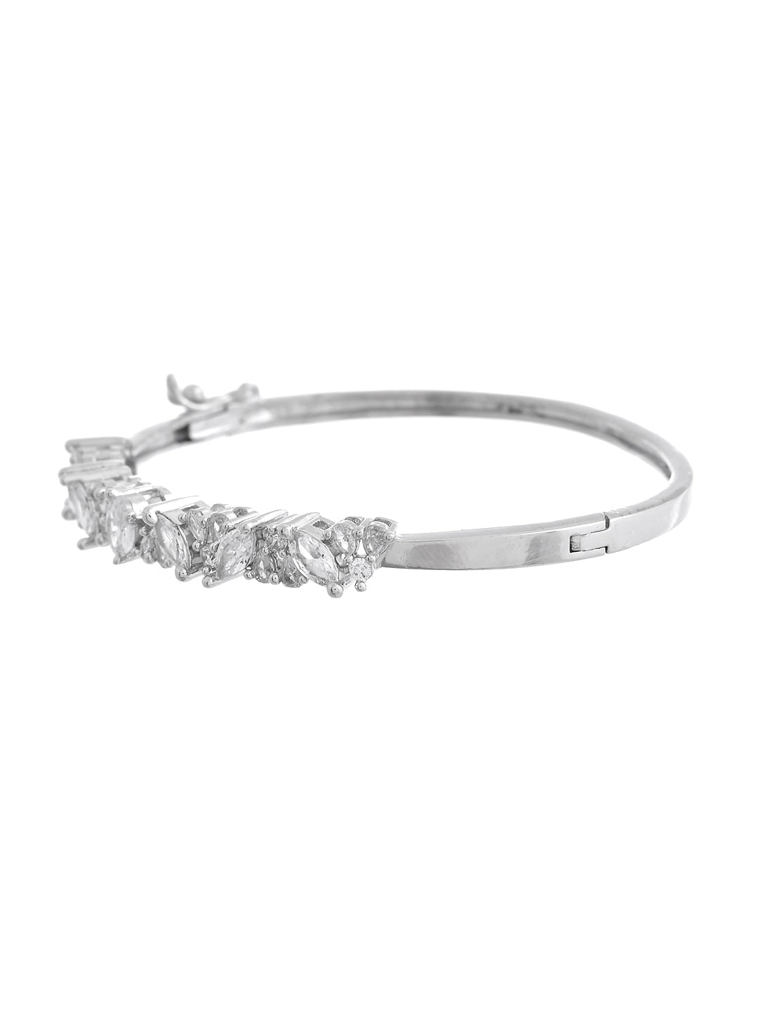 Silver-Toned Cubic Zirconia Bracelet for Women | Party Wear Jewellery