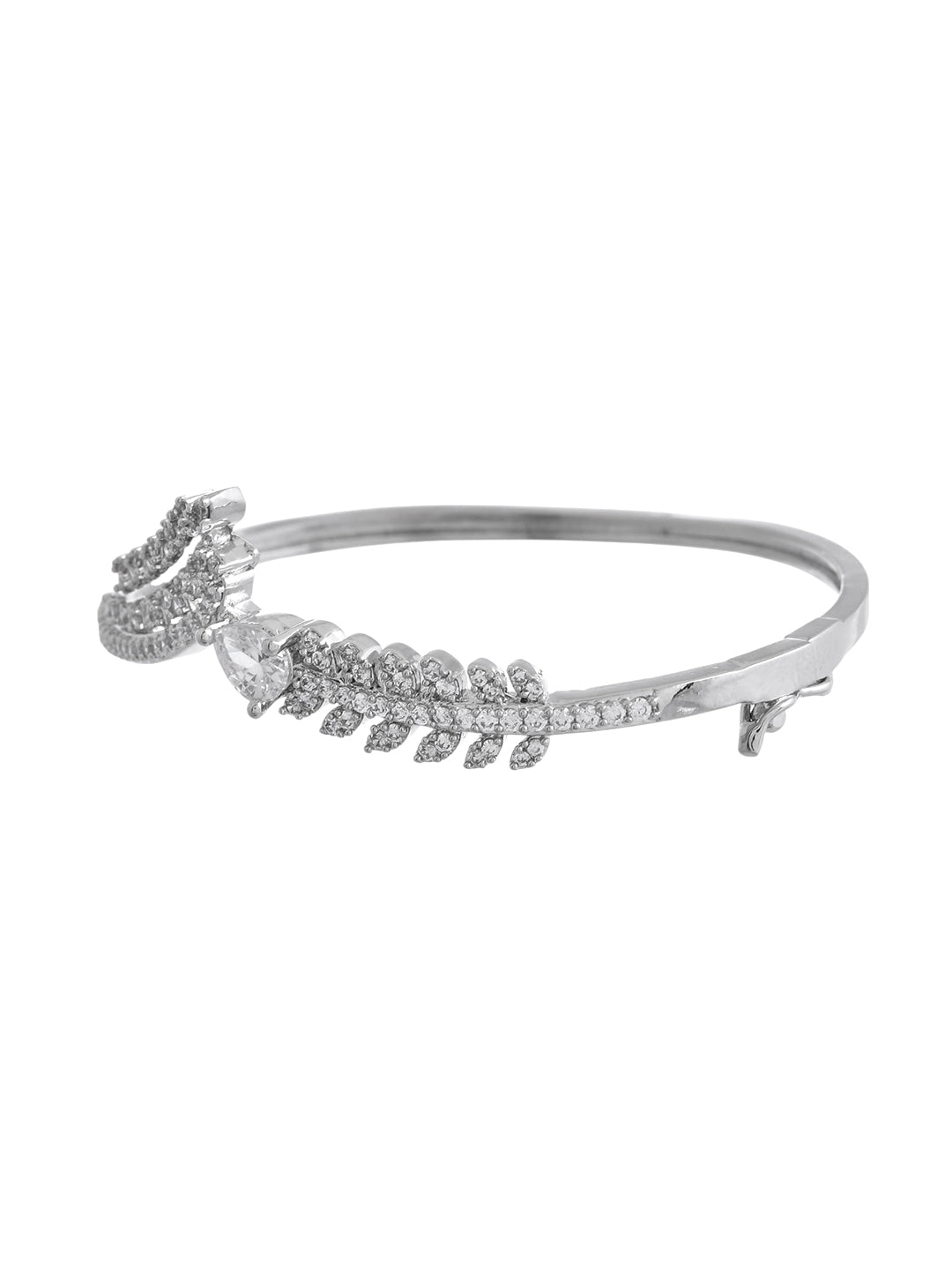 Silver Crystal Leaf Bracelet for Women | Party Wear jewellery
