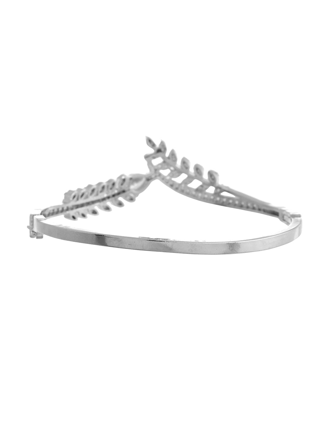 Silver Crystal Leaf Bracelet for Women | Party Wear jewellery